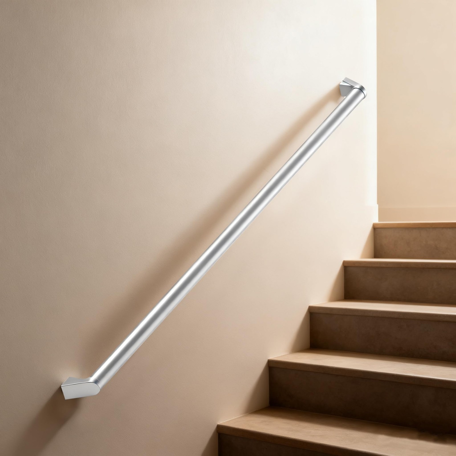 4ft Aluminum Handrail Set Indoor Outdoor Wall Mount Rust Free Silver