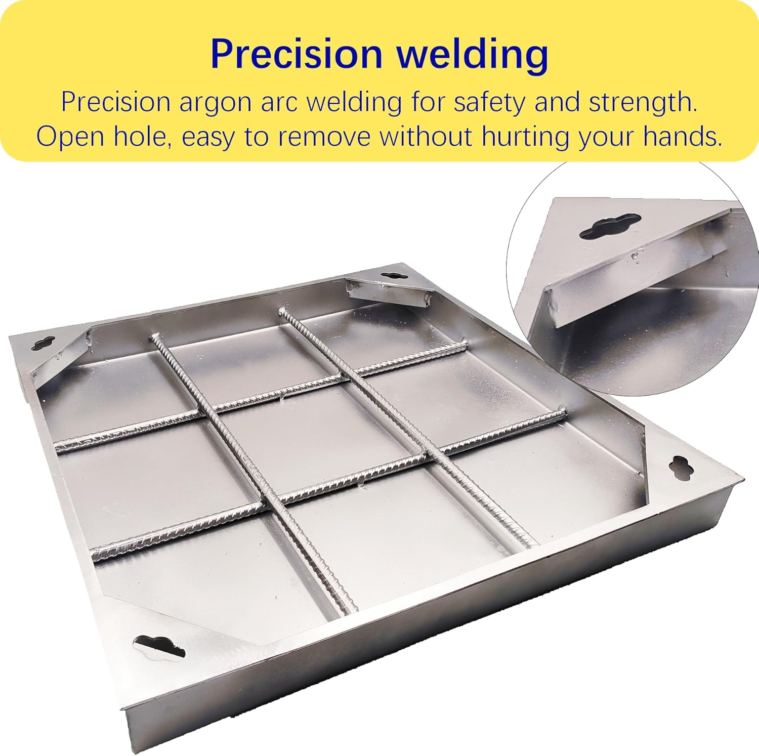 24X24 Stainless Steel Manhole Cover and Frame, Square Septic Tank Lid with Base,