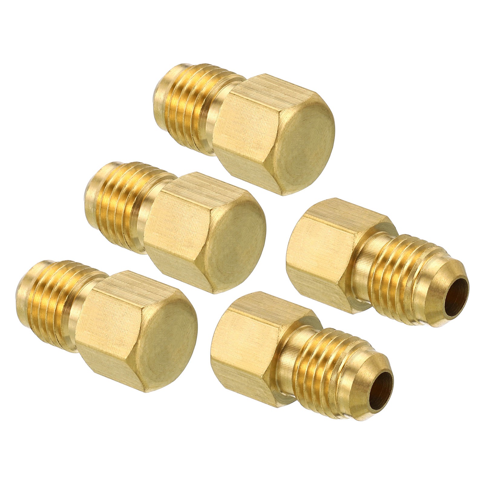 5Pcs Male 7/16″-20UNF Brass Flared Plug 1/4 SAE Flare Tube 45 Degree Fitting