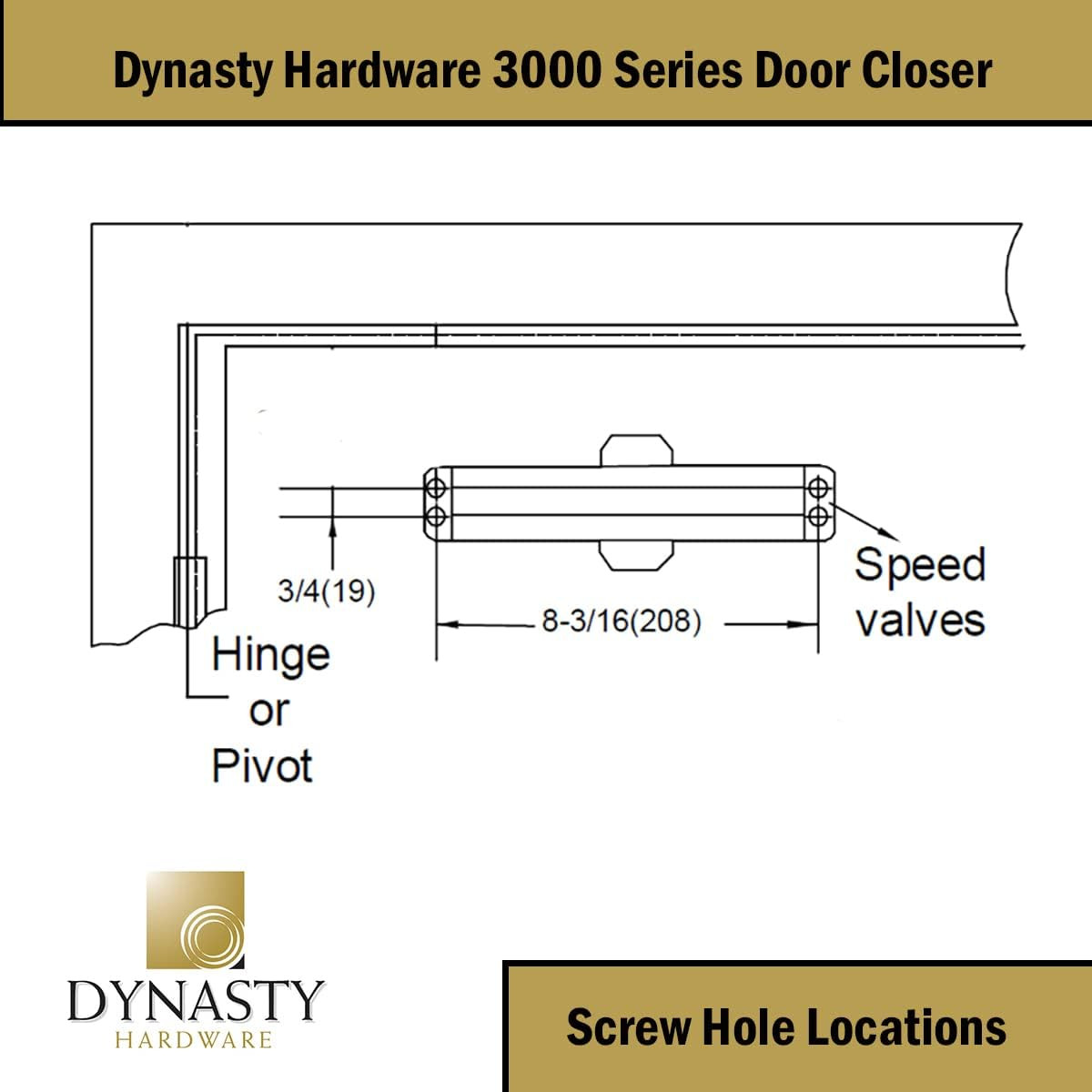 Door Closer, Commercial Hydraulic Closer, Self-Closing, Spring Size 3, Surface M