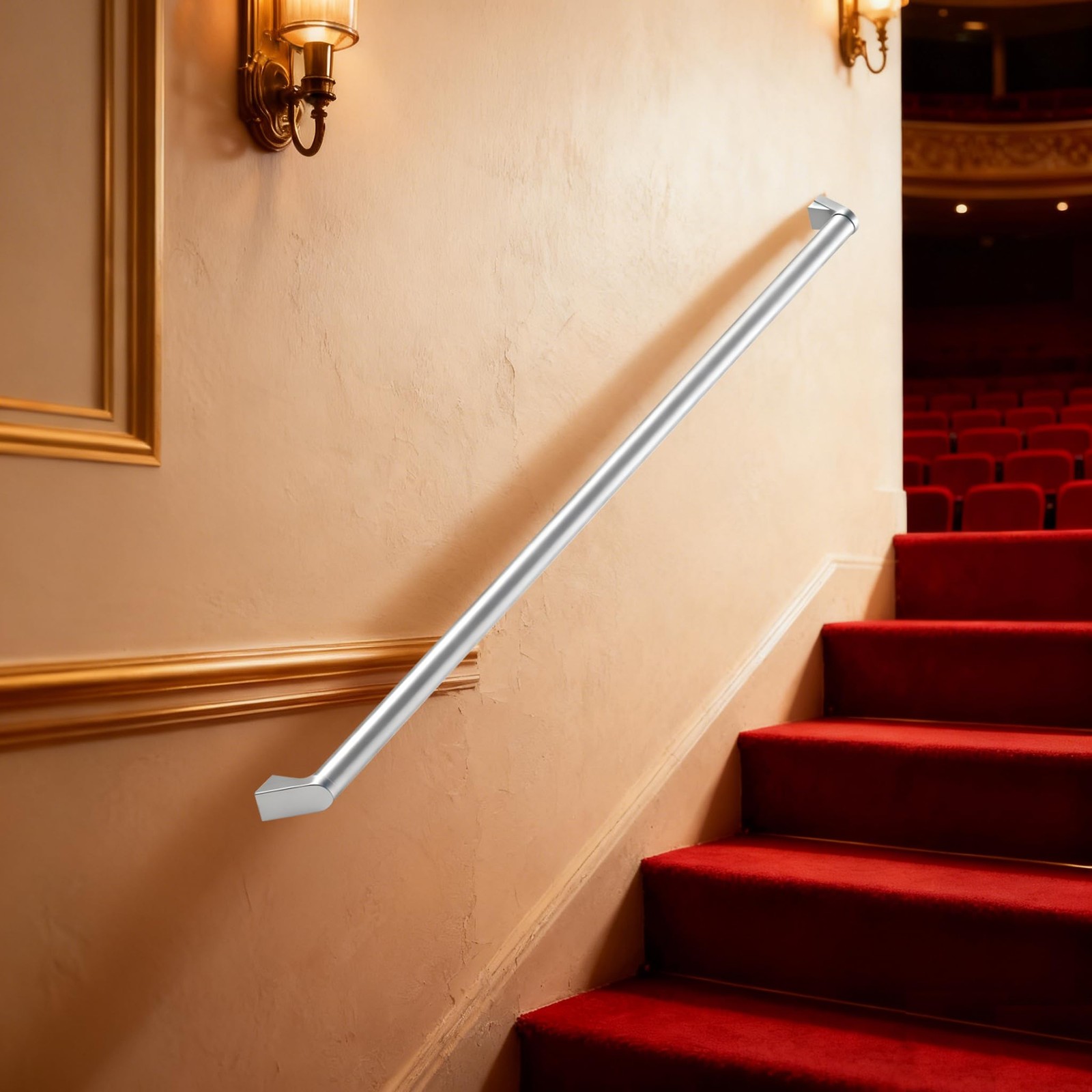 4ft Aluminum Handrail Set Indoor Outdoor Wall Mount Rust Free Silver