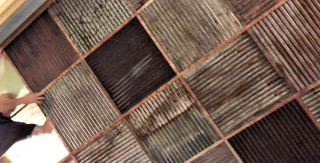 Reclaimed Corrugated Metal Sheet 2×2 Vintage Decor Drop Ceiling Tiles 40 sq.ft.