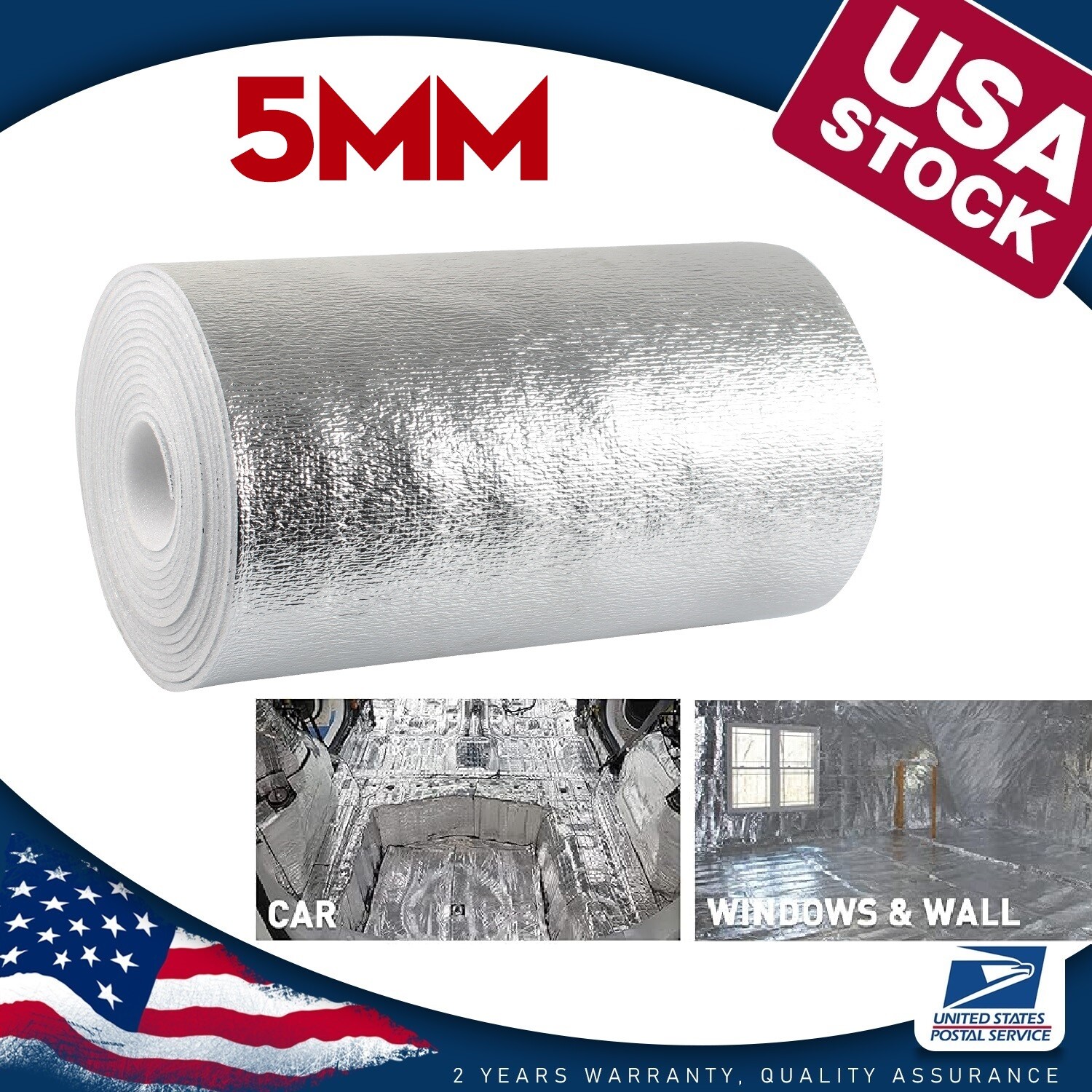 80″x40″ Foil Cold&Heat Shield Thermal Insulation for Steel Buildings,Roofing ect