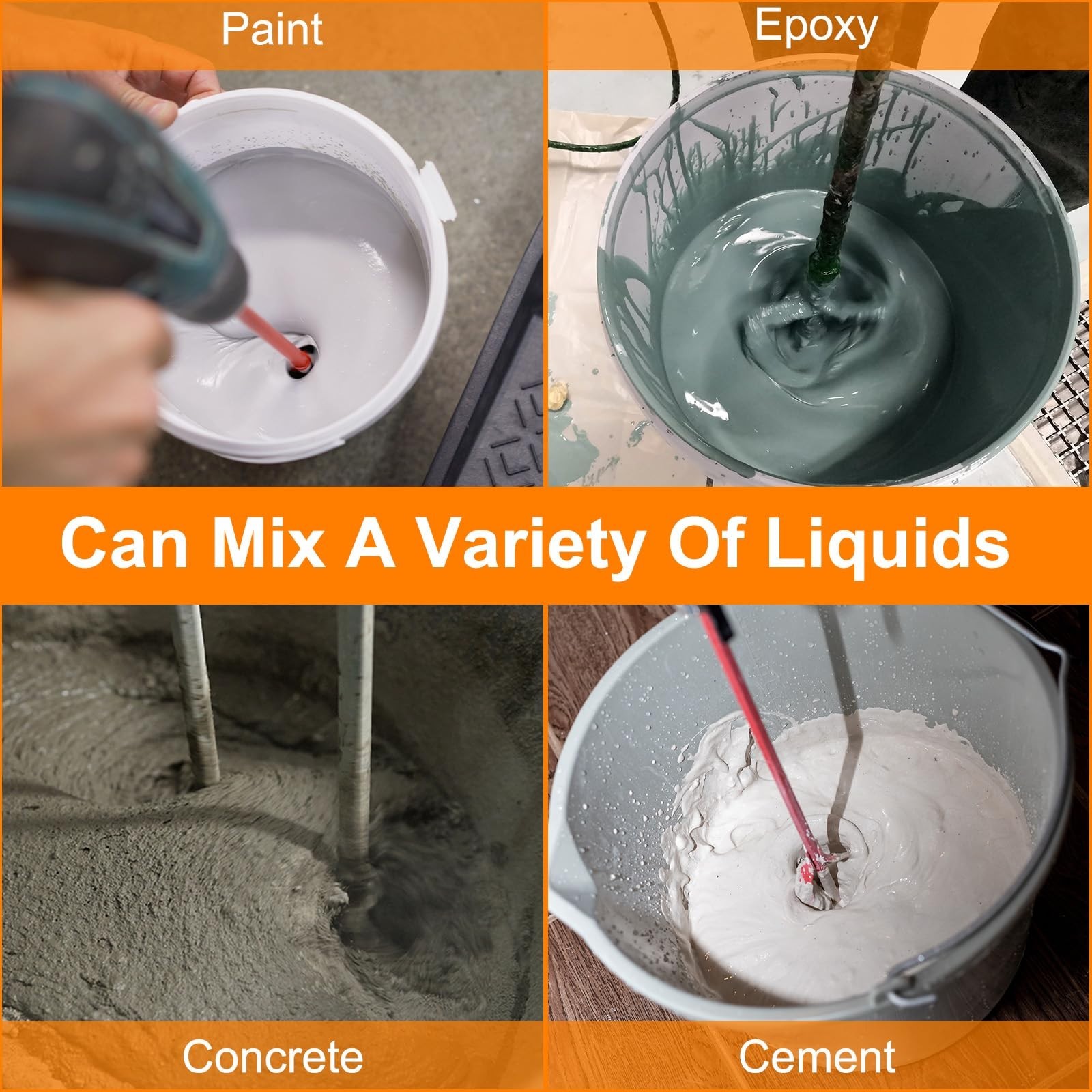 2pcs Paint Mixer Drill Attachment – 1-5 Gallon Bucket Stirrer Paddle for Paint,