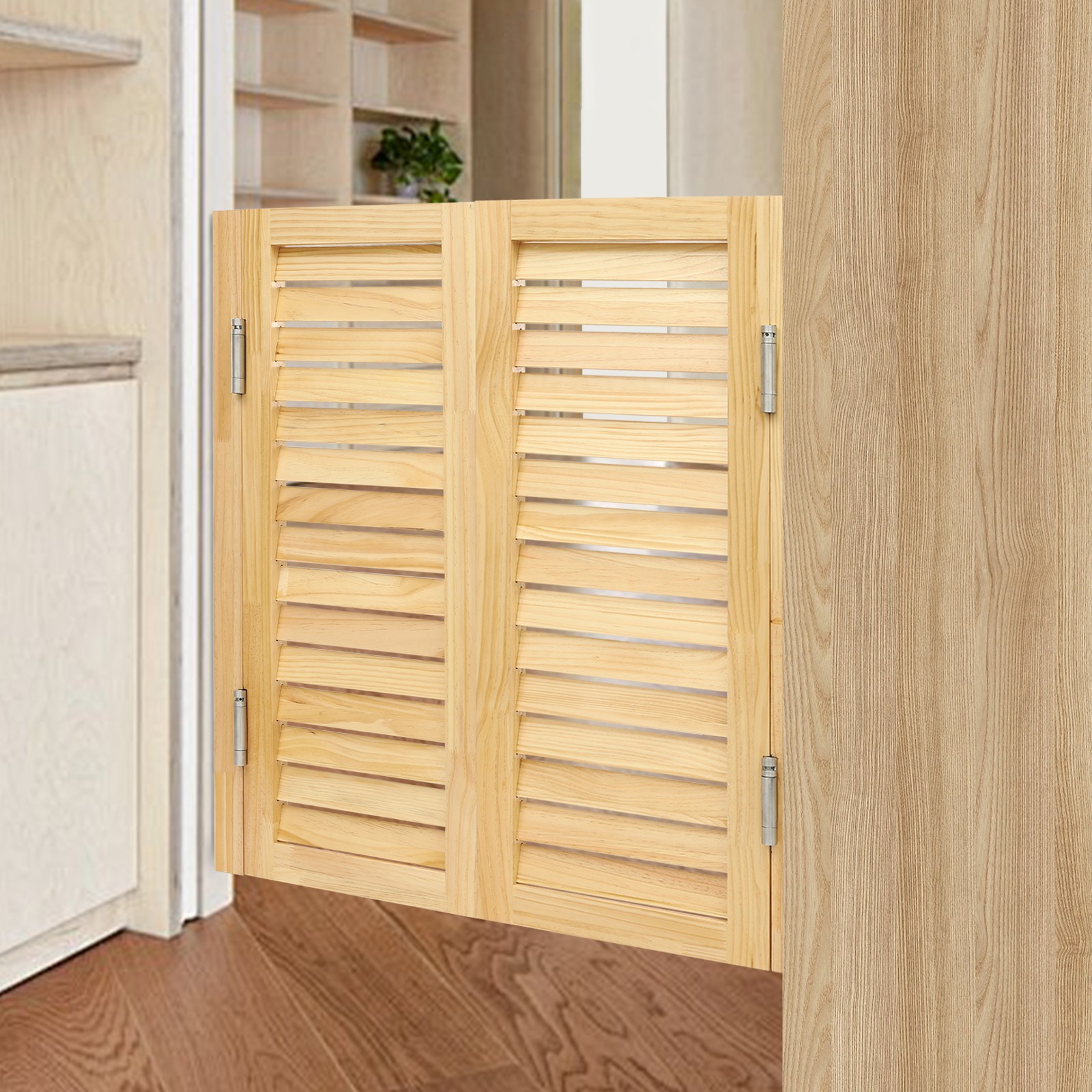 Swinging Door Cafe Doors, 33.5″ Wx35.4 H Wooden Half Saloon Door+4 Metal Hinges