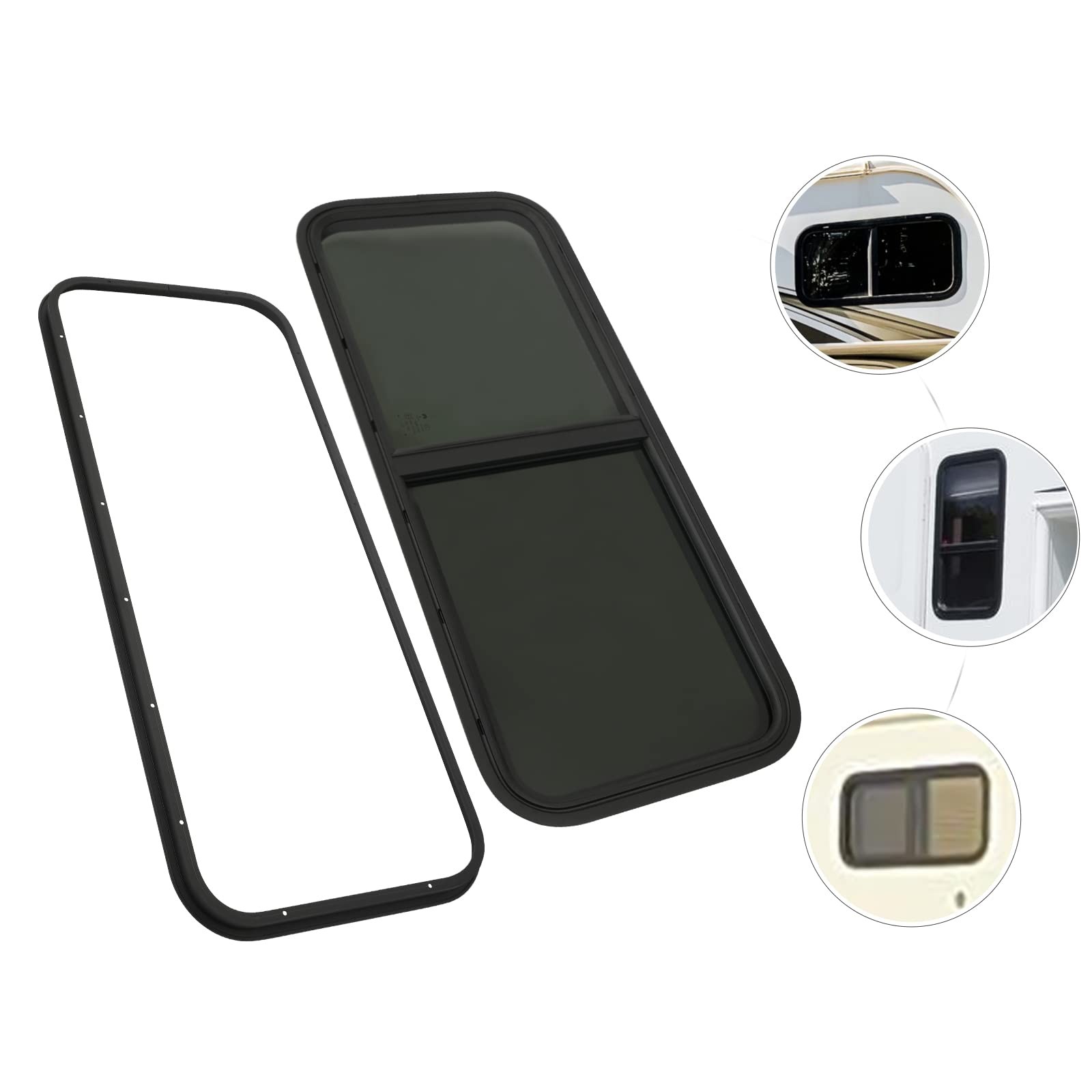 RV Teardrop Horizontal Slide Window Waterproof Trailer Glass 42Wx22H