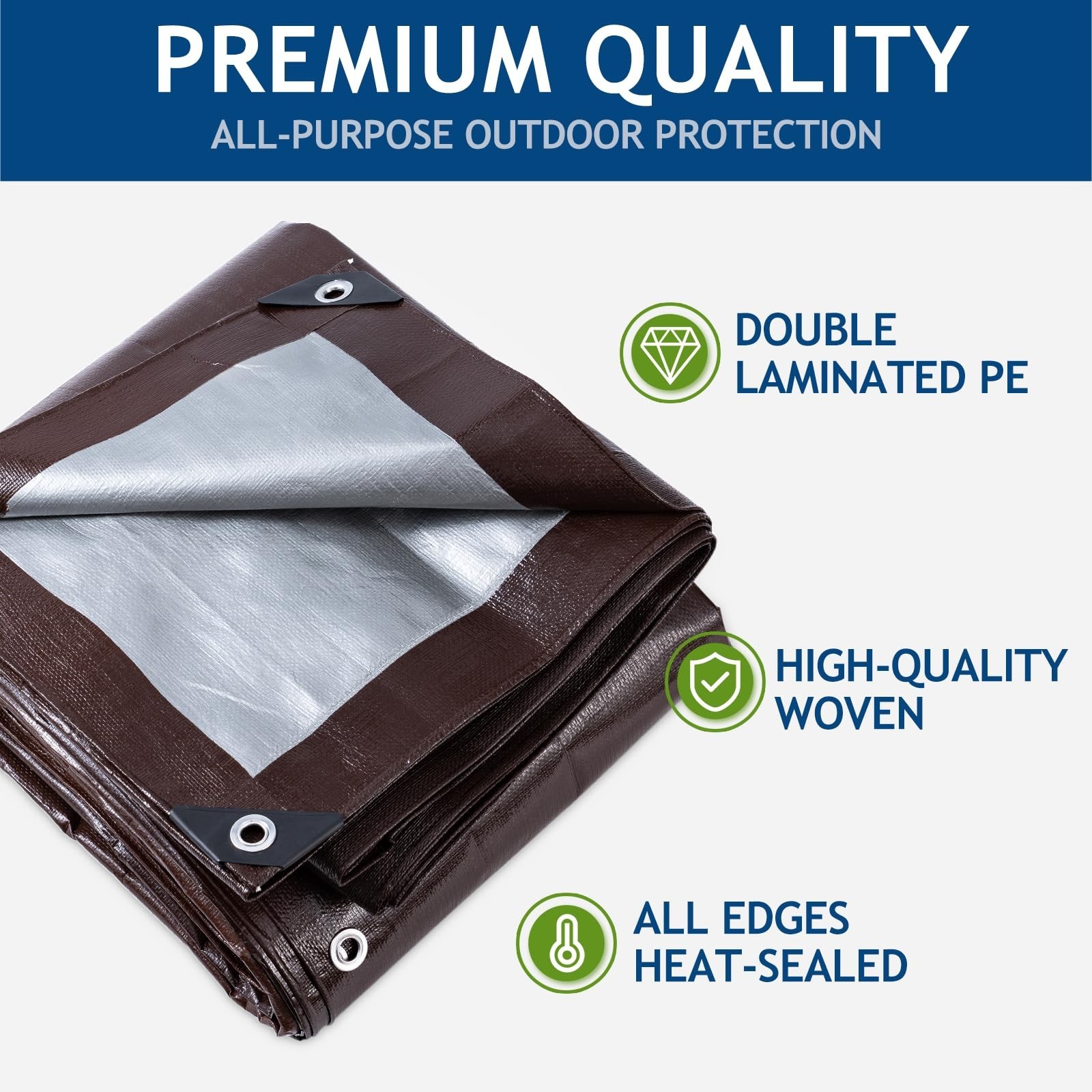 10 Mil Heavy Duty Waterproof Tarps, 8×10 Ft Finished Size Tarps, Premium Tarp…