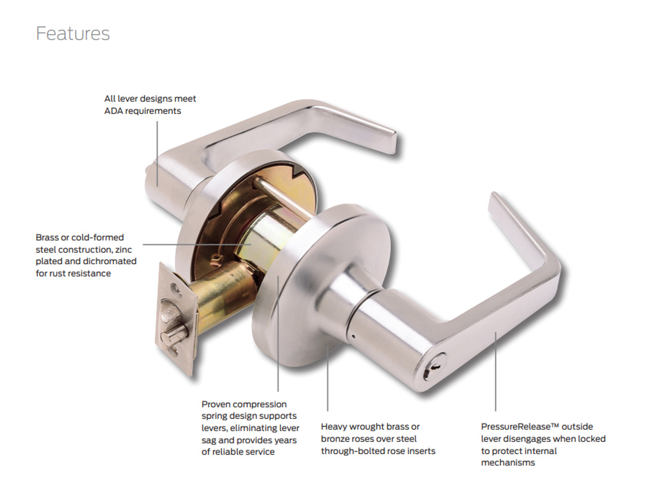 Falcon K511 LD Quantum 626 Satin Chrome Grade 1 Entry/Office Lock Without Core