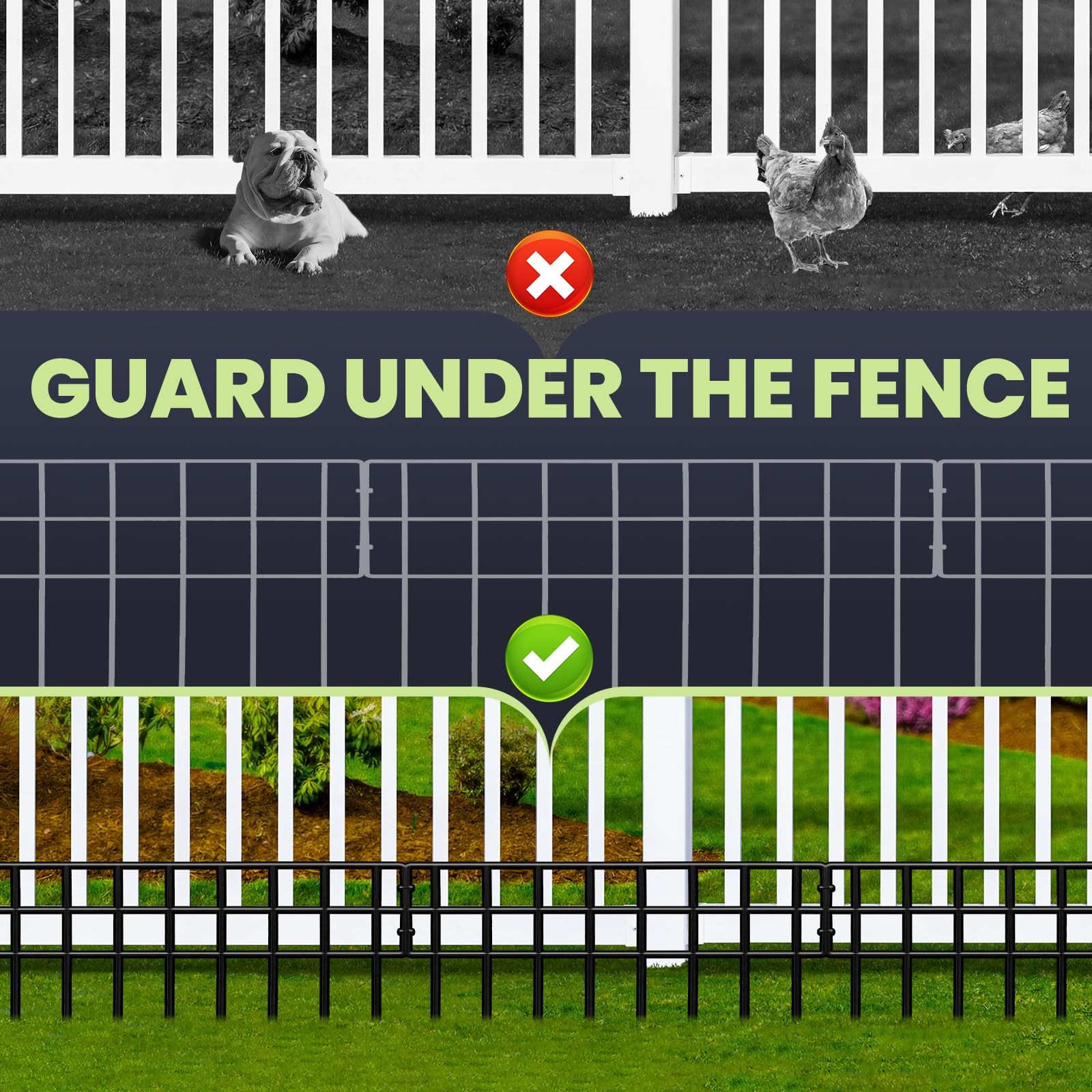 Animal Barrier Fence, 14 Pack No Dig Fence 14 Pack,19.52Ft, Black