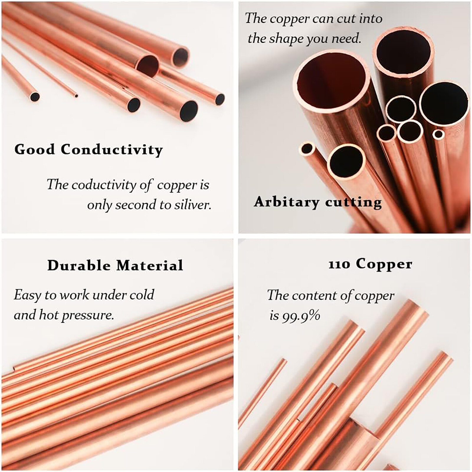 Lengths 300mm Copper Pipe Tube Diameter 1.5 mm – 30 mm,Wall thickness 0.2 – 2mm