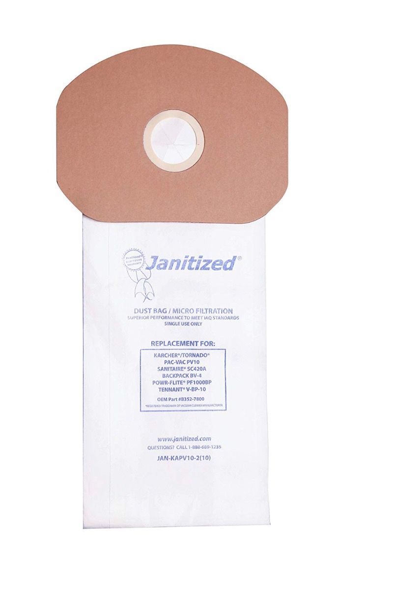 Janitized JAN-KAPV10-2(10) Premium Replacement Vacuum Paper Bag, Karcher/Tornado