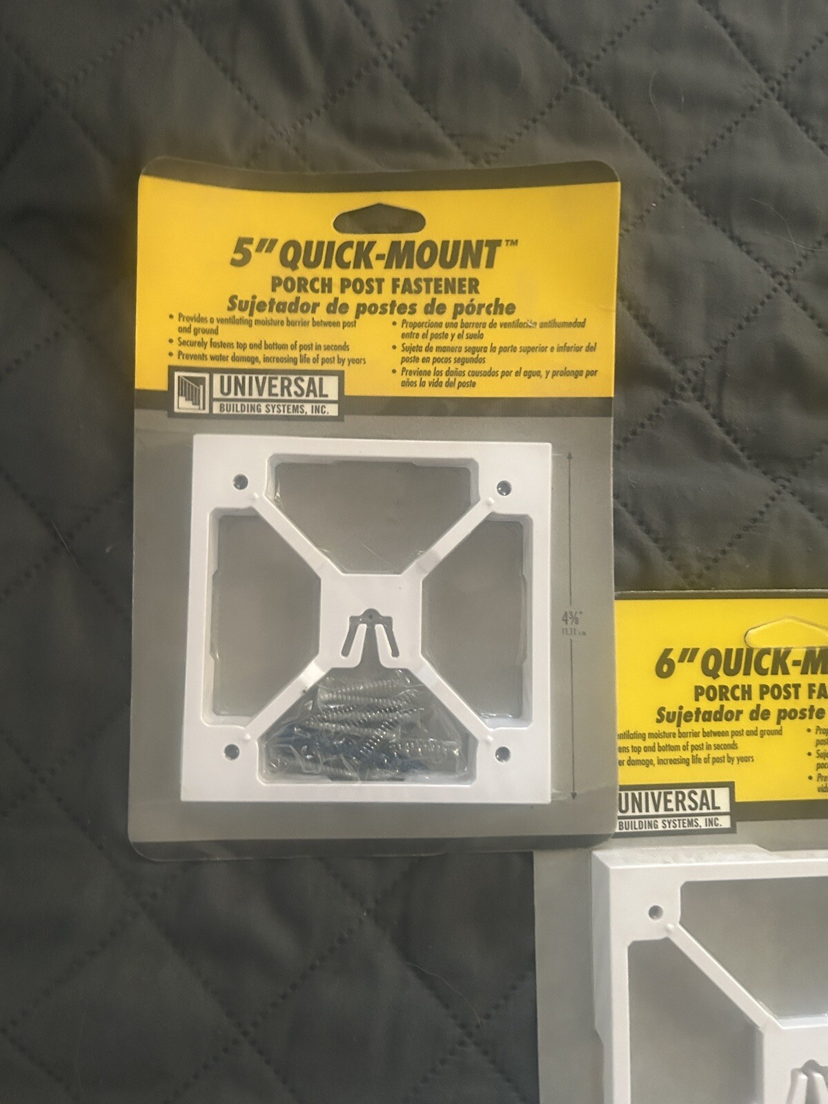 6 ” & 5” quick mount porch post fasteners 3 count White Lot Of 3