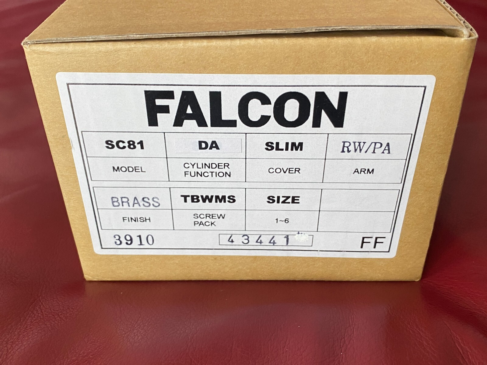 $281 Falcon SC81A RW/PA Door Closer | DA Cylinder | Slim Cover | Brass Finish