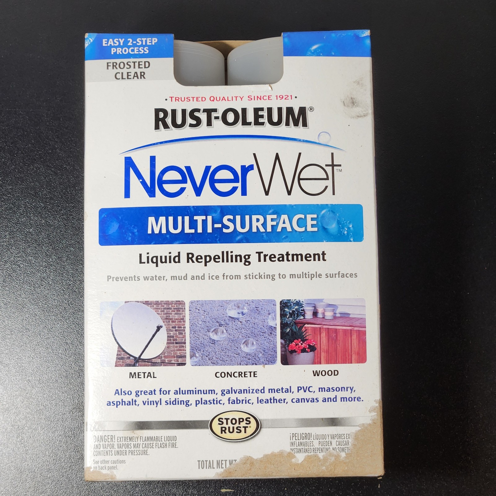 Rust-Oleum NeverWet 18oz Liquid Repelling Treatment 2x-9oz Can Kit Frosted Clear