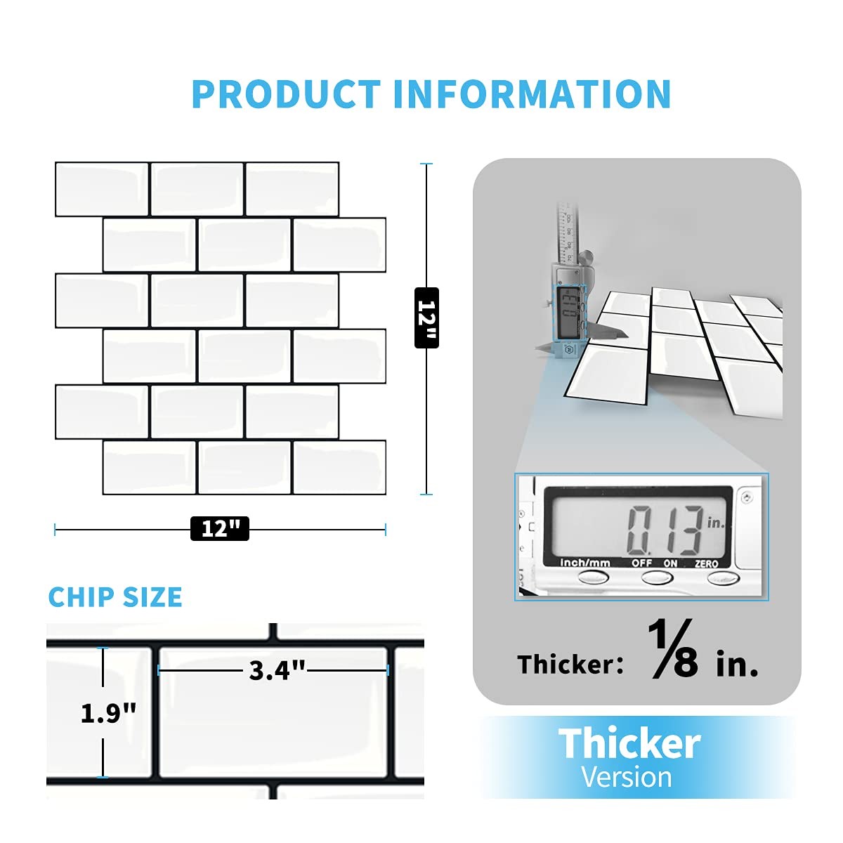 Art3d Peel and Stick Backsplash for Kitchen White 10, With Black Grout