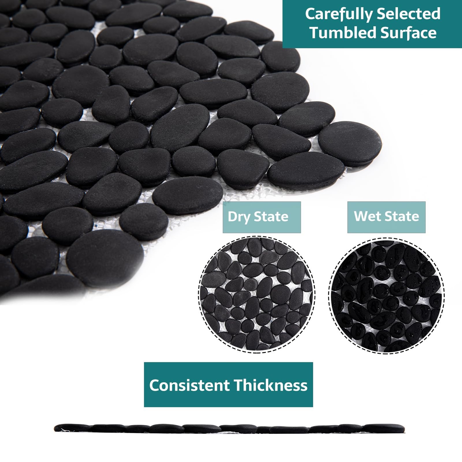 Soulscrafts Pebble Tile Black Pebble Tiles For Shower Floor Kitchen Backsplash