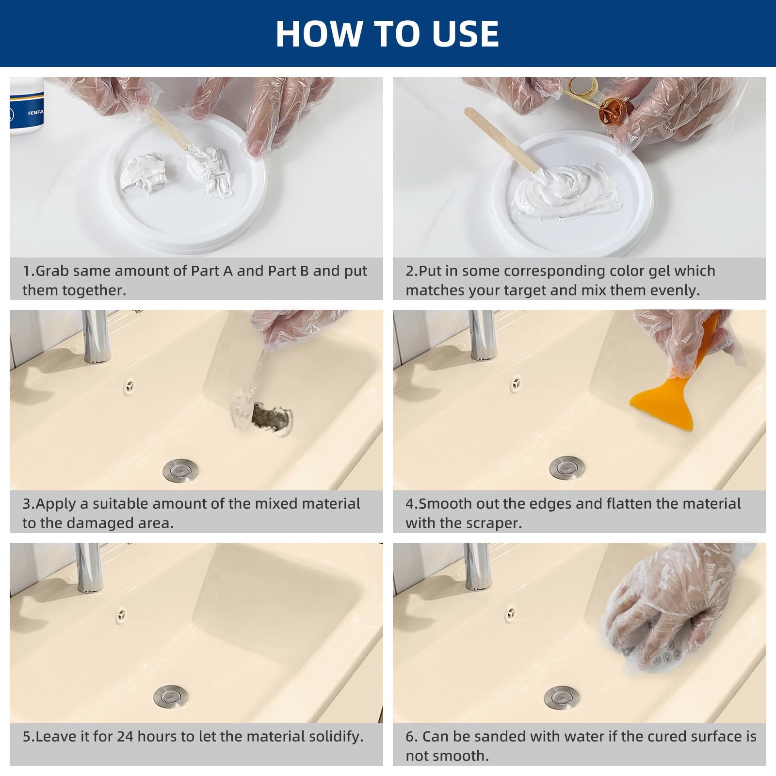 Tub Tile Repair Kit White Waterproof Ceramic Sink Acrylic Bathtub Fix Chips Dent