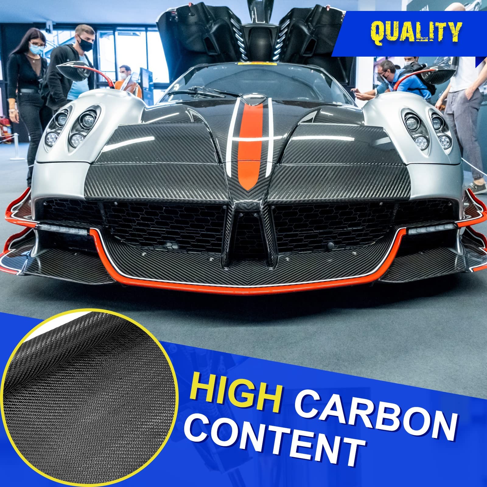 Jecery 6.5ft x 12″ Carbon Fiber Fabric Roll Pure 6.5 ft x 12″, Black