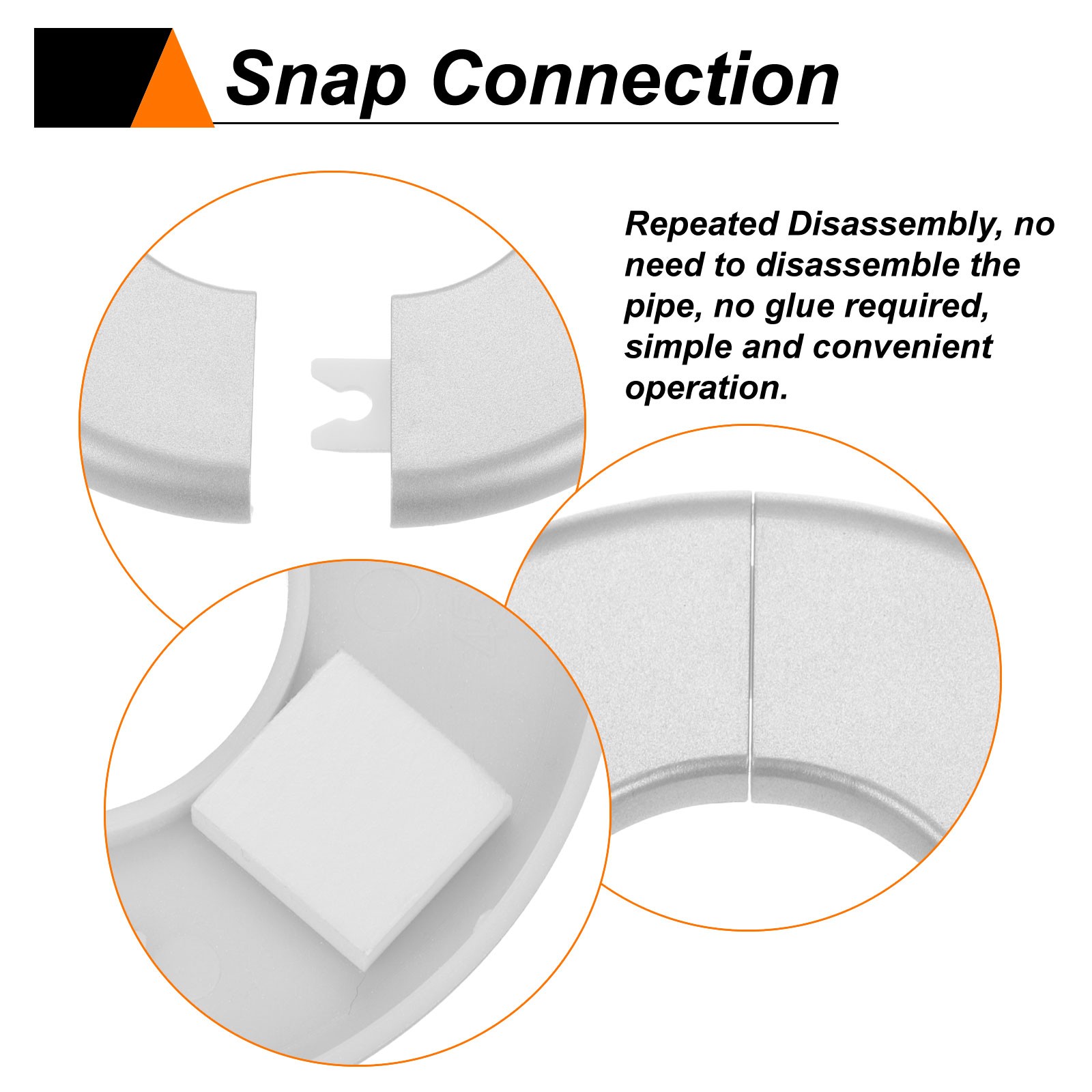 2pcs Wall Split Flange 17mm/0.7″ Self-Adhesive Plumbing Cover Plates Silver]