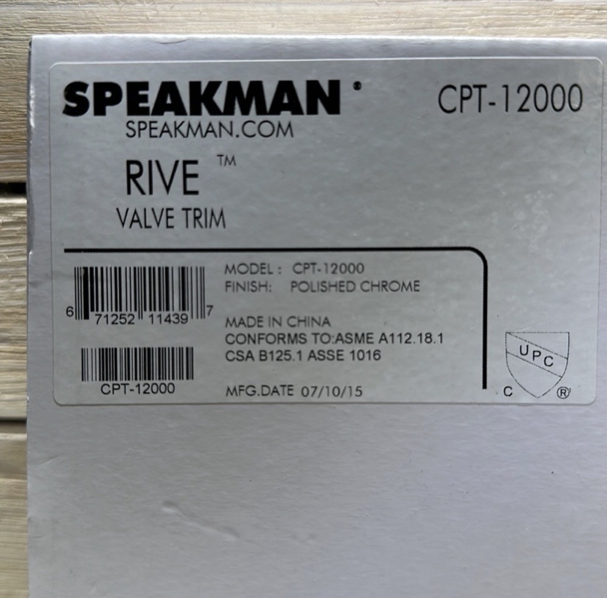 SPEAKMAN Rive Valve Trim Kit SM-12000 Model: CPT-12000 Finish: Polished Chrome