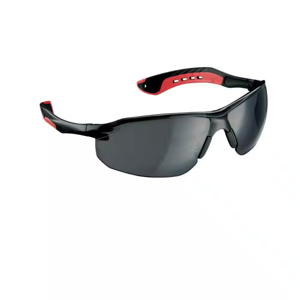Flat Temple Eyewear Anti-Scratch, Black/Red with Gray Lens
