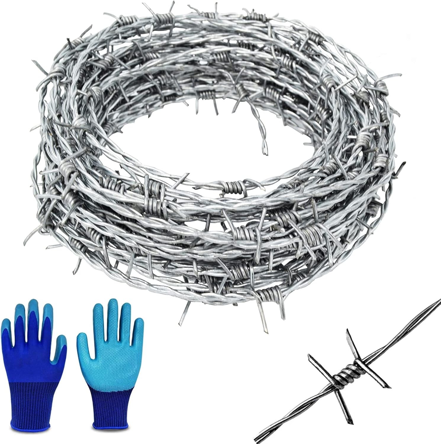 Barbed Wire 25 Ft, 4 Point Fence, Hot-Dip Galvanized Barb 25Ft