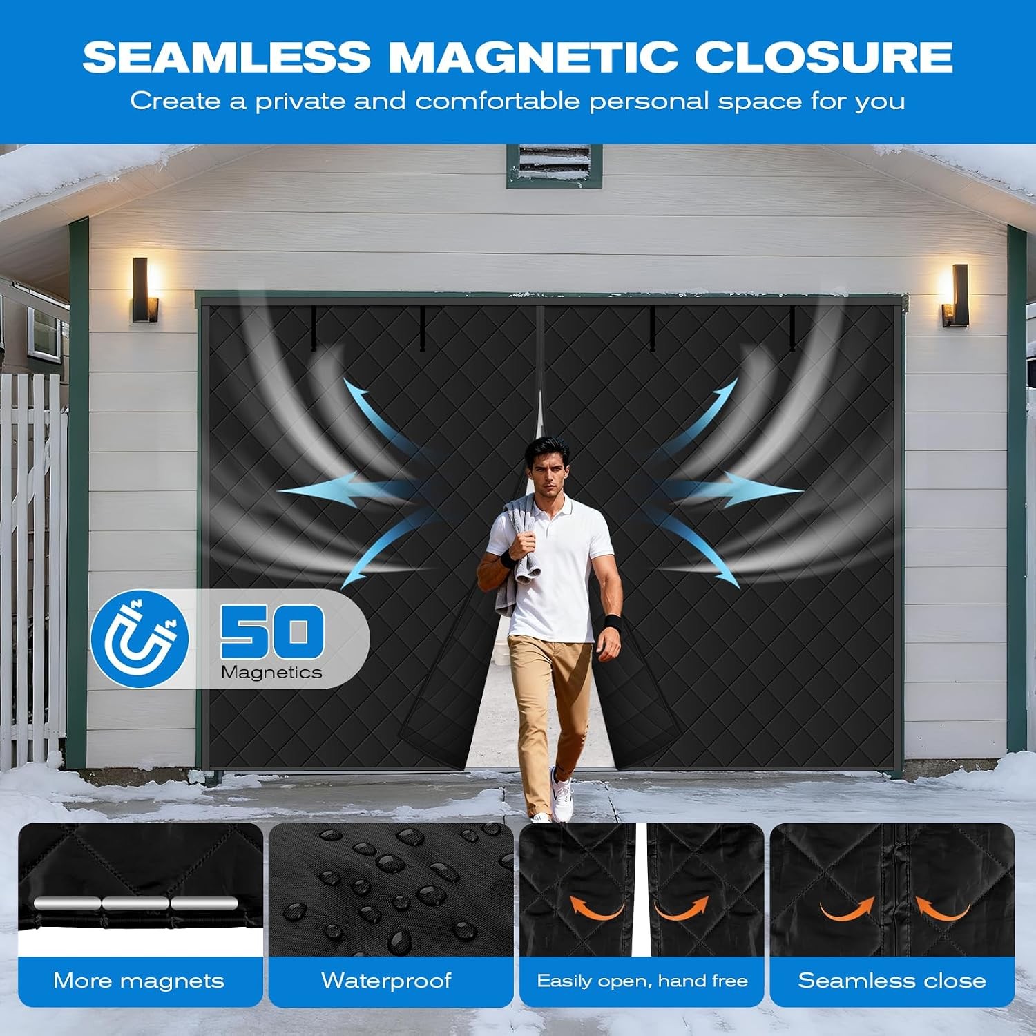 Magnetic Garage Door Curtain 9x7ft Insulation Kit Thermal Insulated