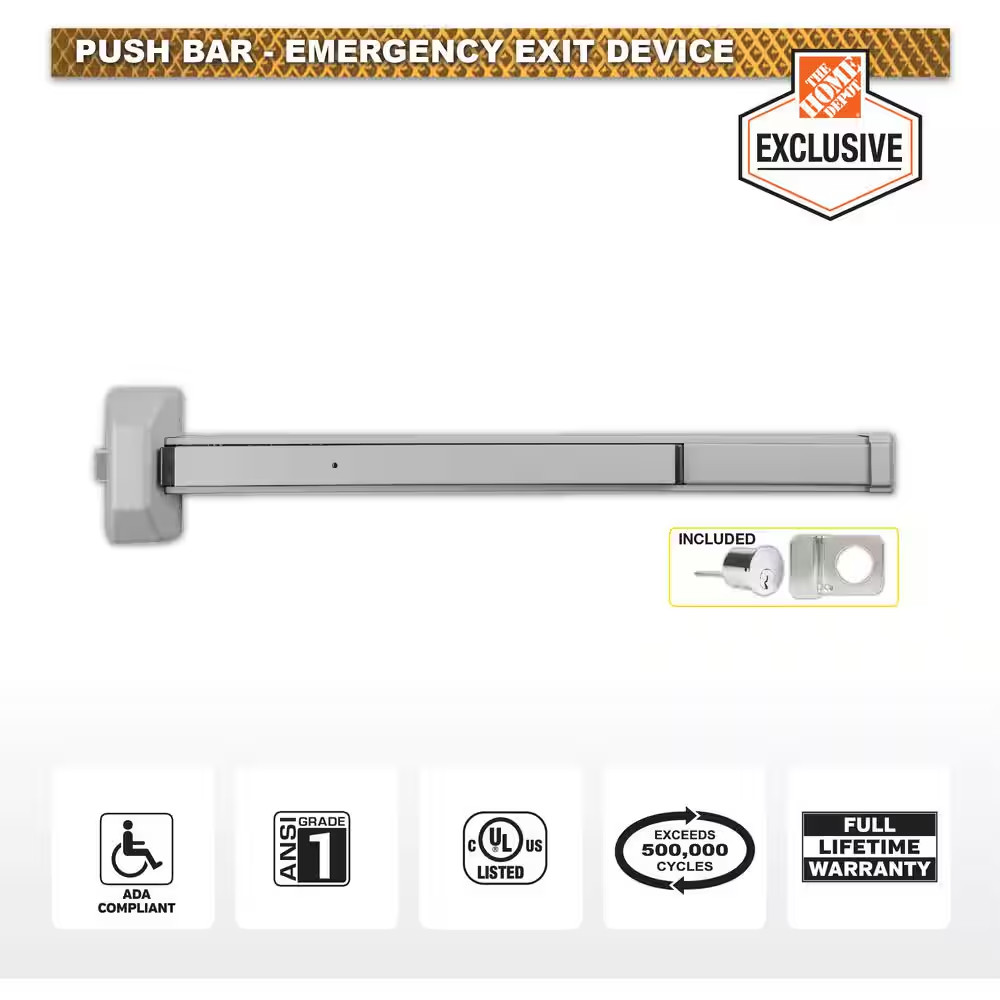 Commercial Rim/Panic Exit Device with 6-Pin SC4 Cylinder and Pull Trim – ANSI Gr