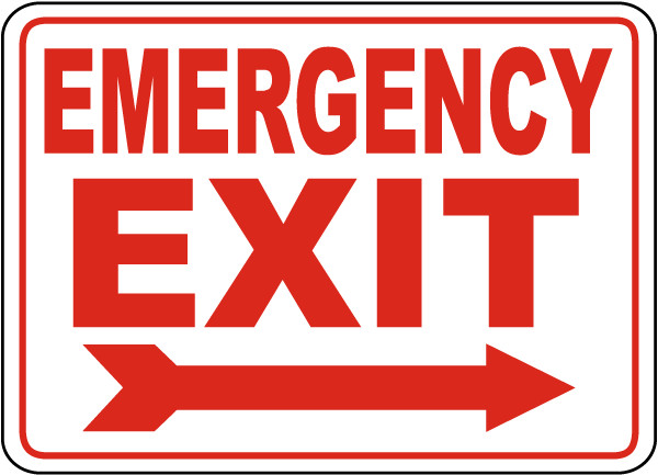 Brimar A5169-BK Emergency Exit Sign with Right Arrow