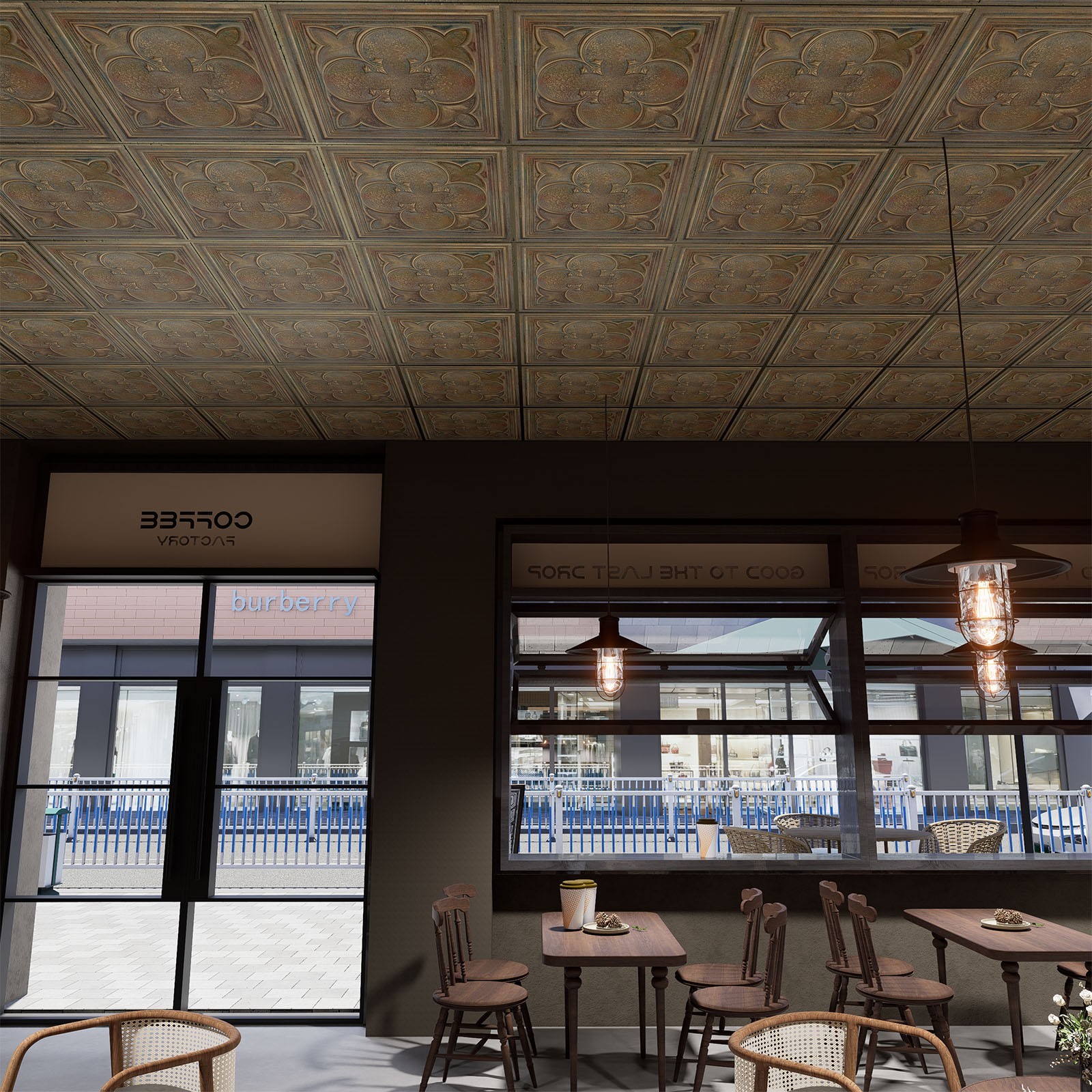 Reclaimed ceiling tiles 3D embossed wall board PL35 Multicolor Brass 10pcs