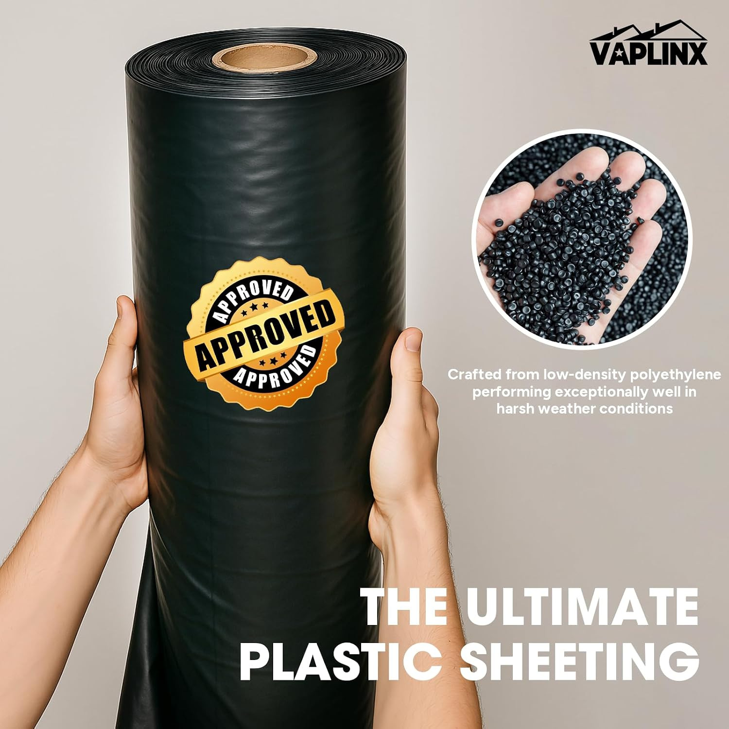 10 Mil Black Plastic Sheeting 5X100 FT – Heavy Duty Polyethylene Plastic Rolls f