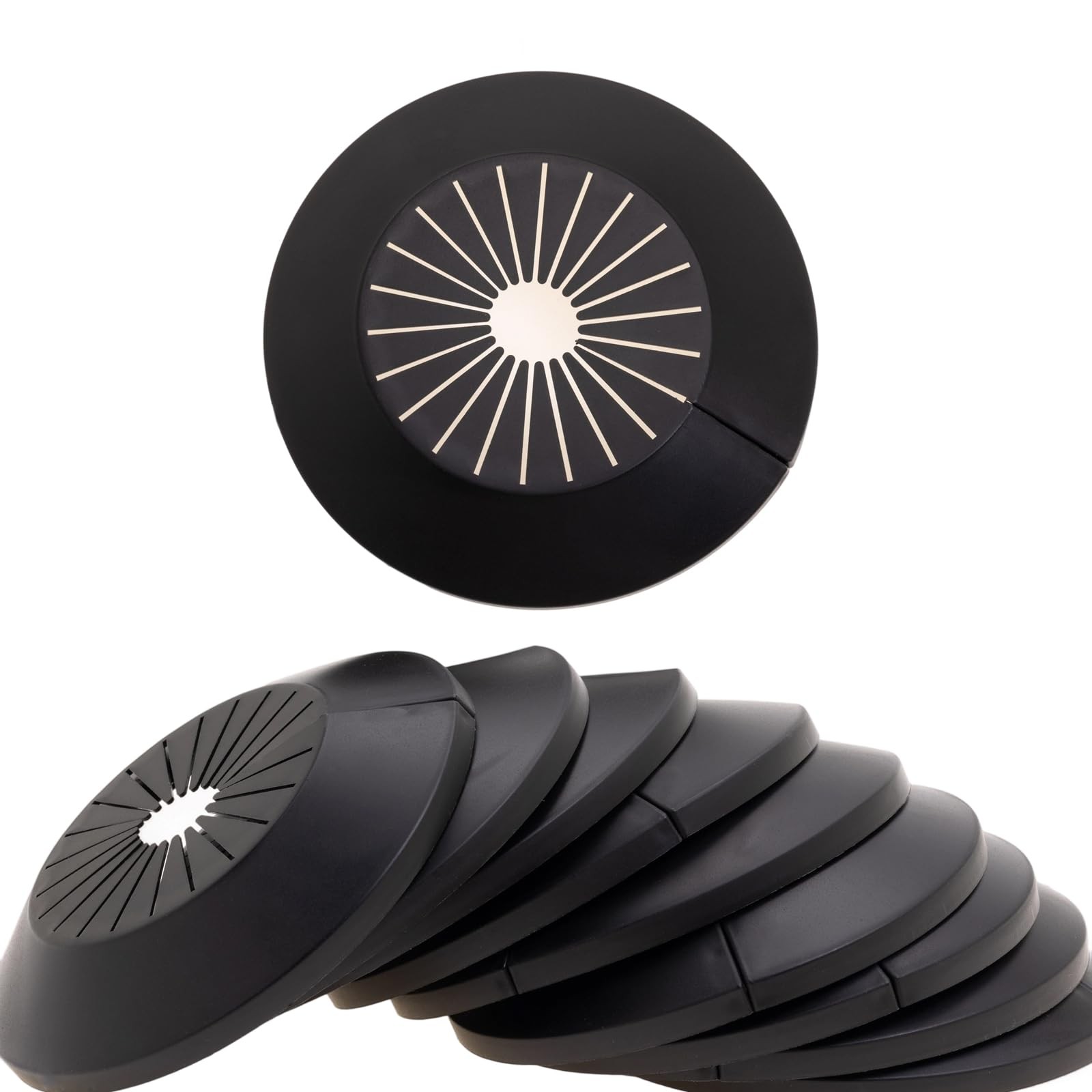 Mormchlots 10Pcs Black Wall Flange Pipe Cover 1-3/6″- 2-11/64″,