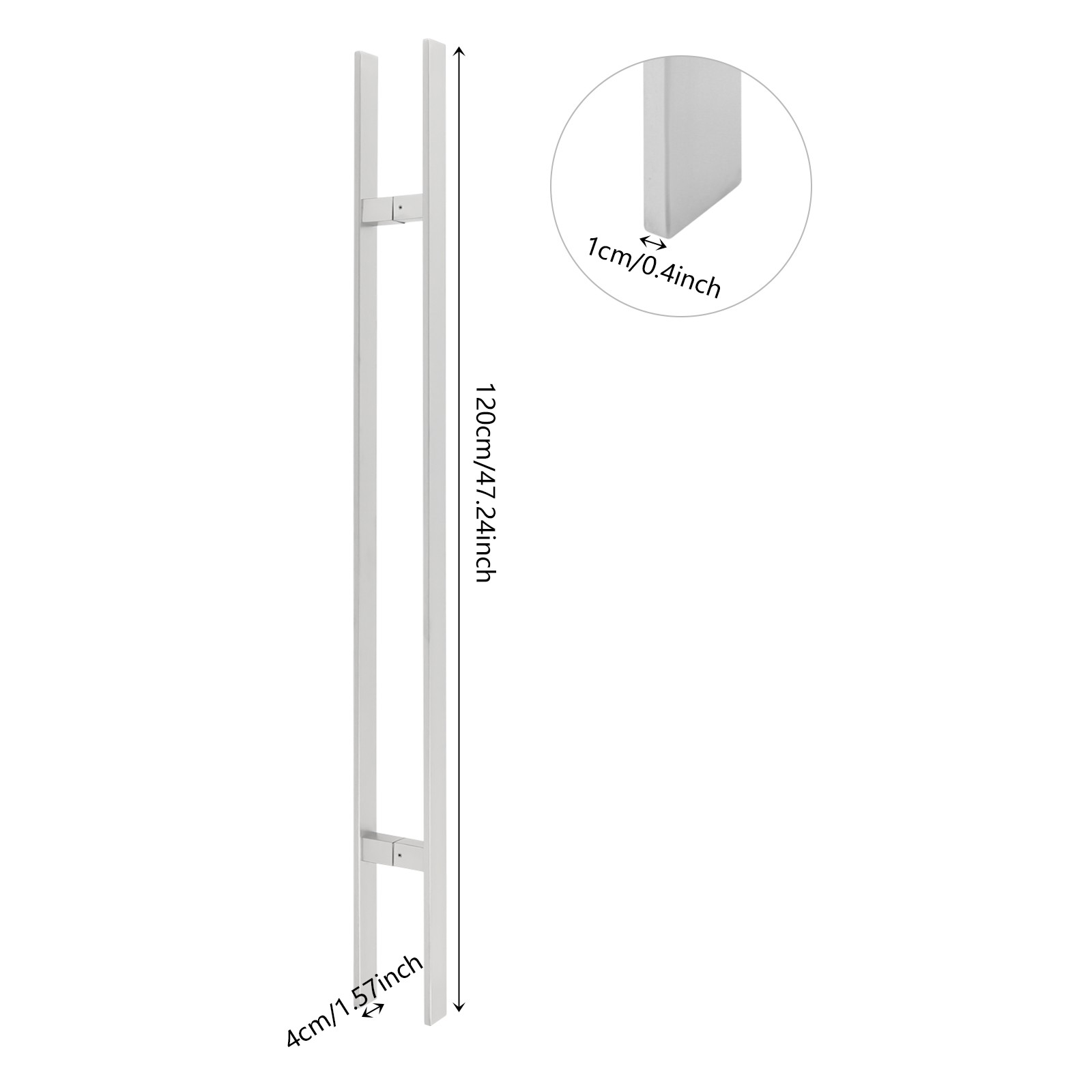 47.24in Stainless Steel Pull Handles Silver Double Sided Sliding Door Handle