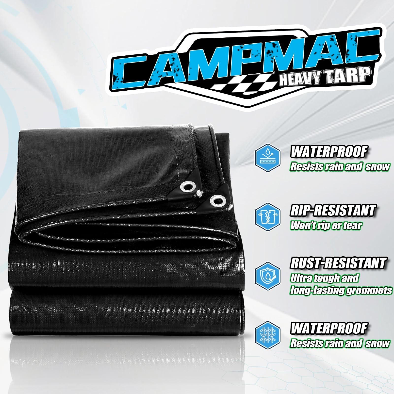 Black Tarps Heavy Duty Waterproof 5×7, 12 Mil Thick, High Durability, Rip and…