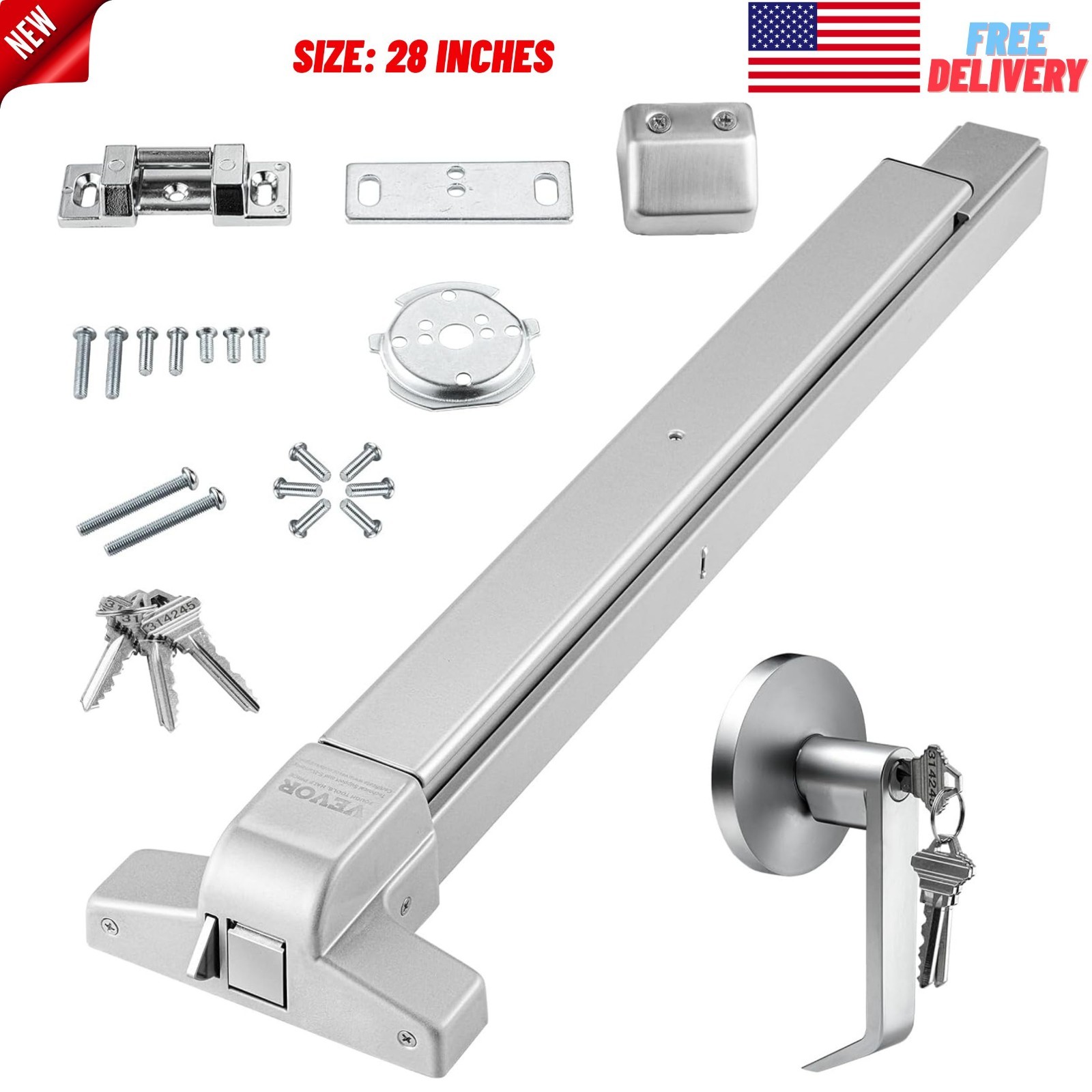 Push Bar Panic Exit Device Stainless for 28″-41″ Metal Wood Emergency Exit Door