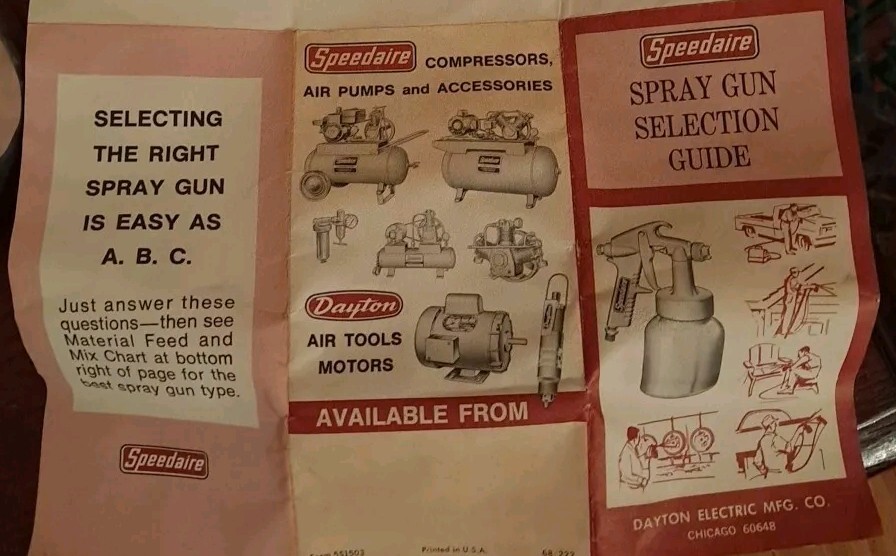 Vintage SPEEDAIRE 2Z363 Spray Gun Non Bleeder Type | 25-50 psi
