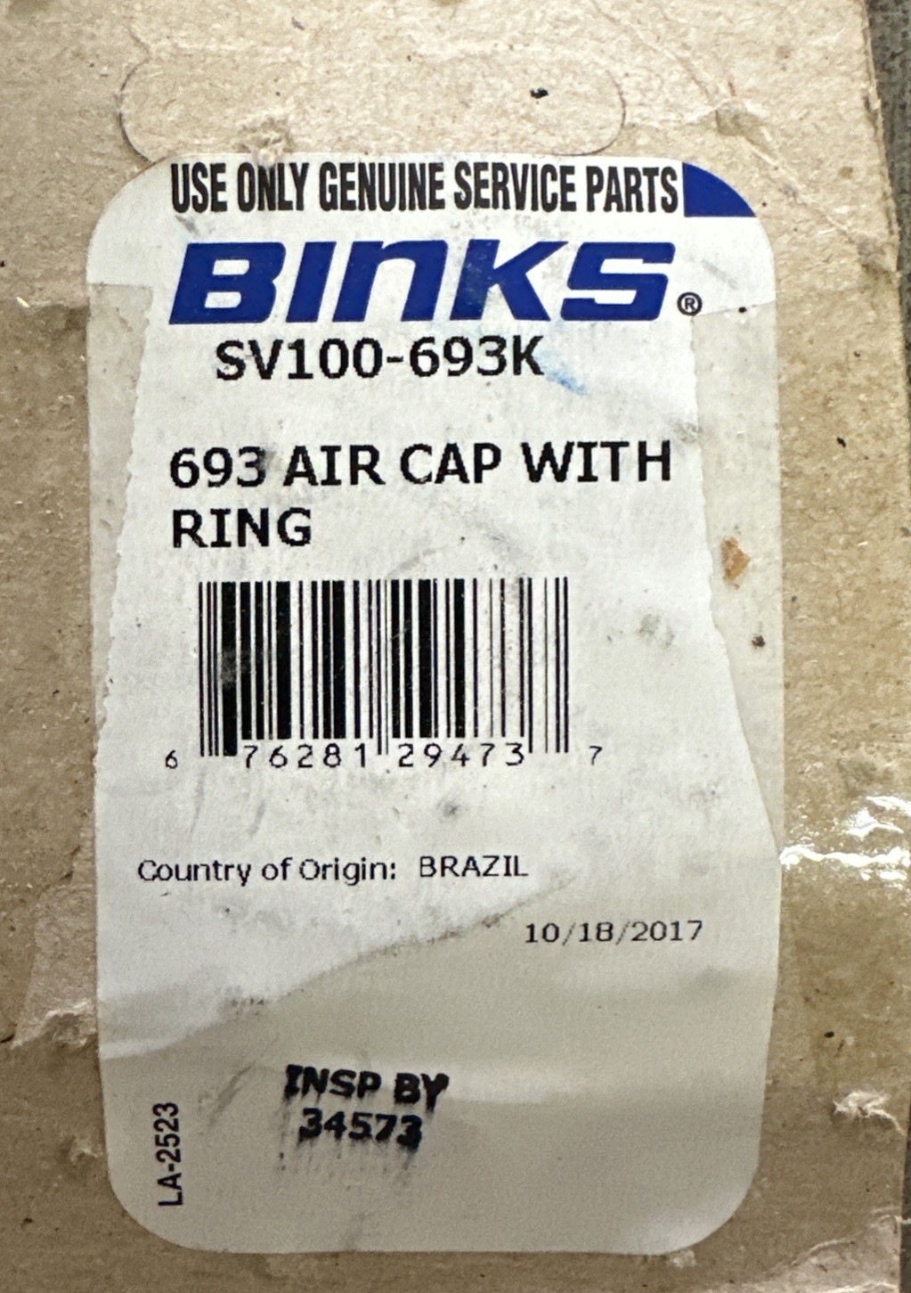 Binks 693 Air Cap with Ring