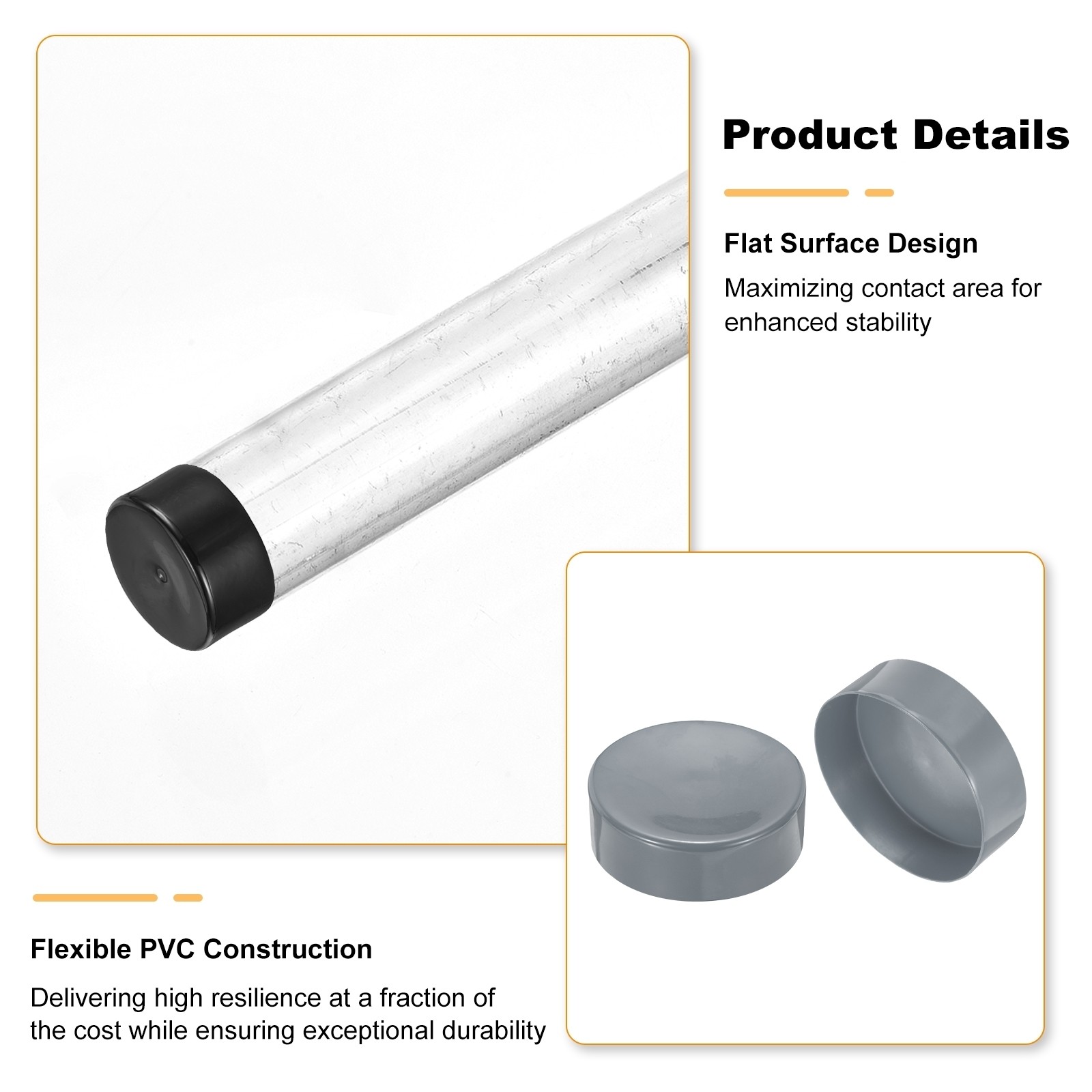 180mm (7 1/16″) ID Rubber End Caps Pipe & Fence Post Protectors,Light Gray
