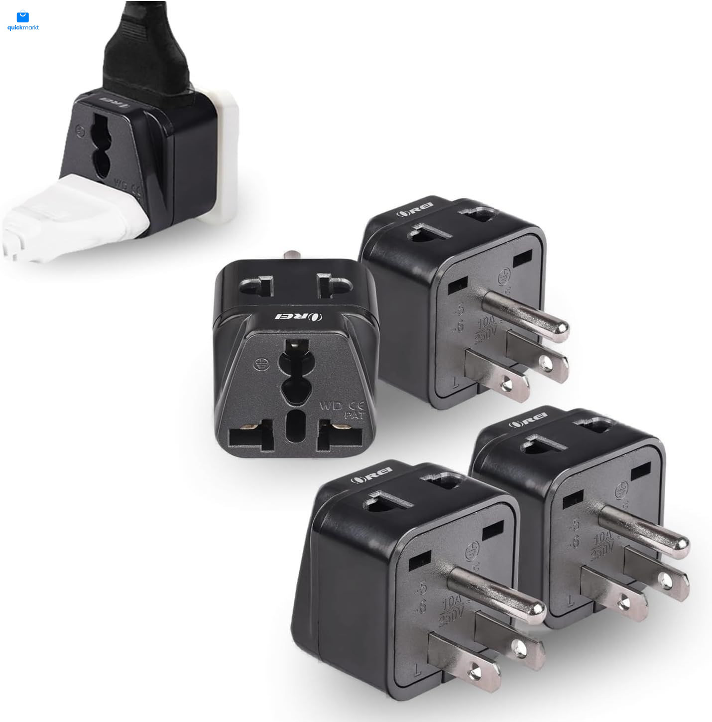 OREI USA, Canada Adapter Plug, Europe, UK, China 4 Pack, Type B – USA/Japan