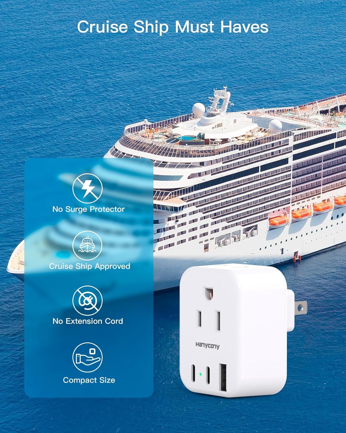 Japan Power Adapter 2 Outlet 3 USB 2 Pack