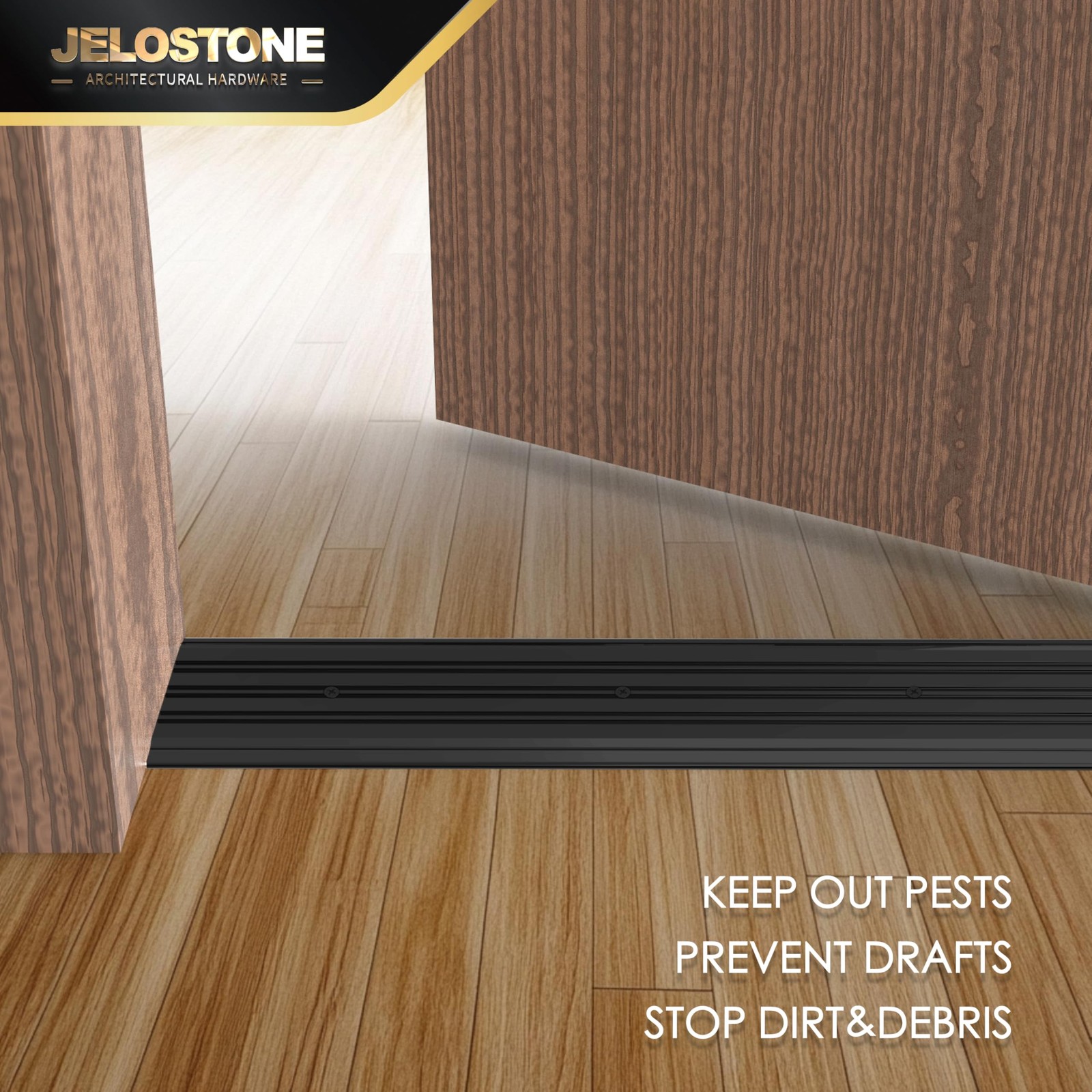 JELOSTONE 5”W x 1/4”H x 48”L – x x 48”L, Matte Black Anodized