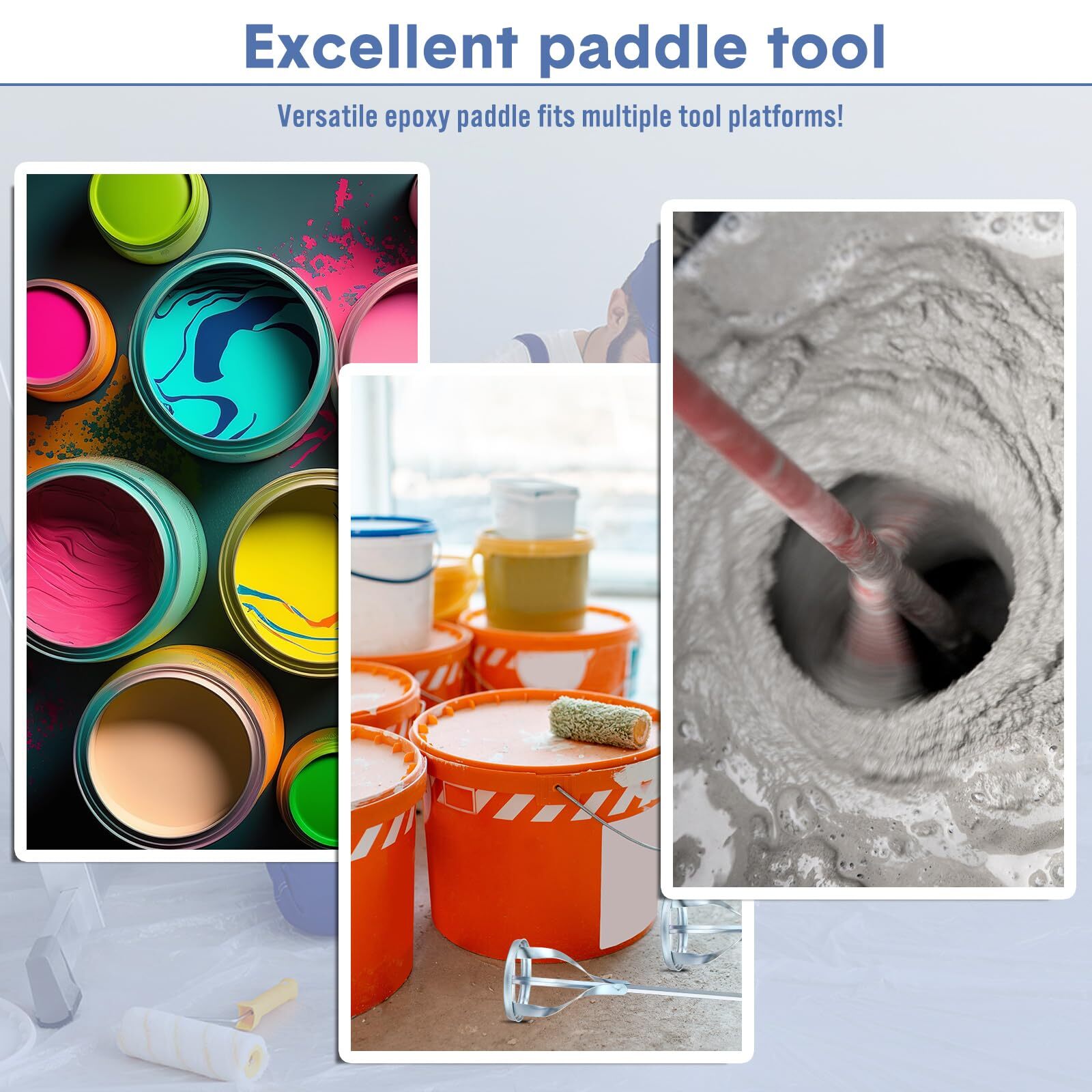 3 Pieces Paint Stirrer for Drill for 1 to 5 Gallon Buckets Fits Standard Dril…