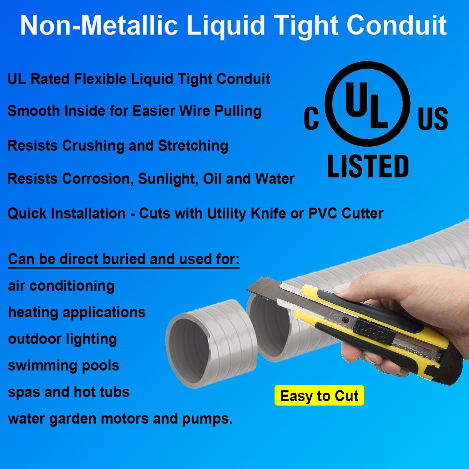 2″ x 50′ Flexible Liquid Tight, Non-Metallic Electrical Conduit – UL Listed