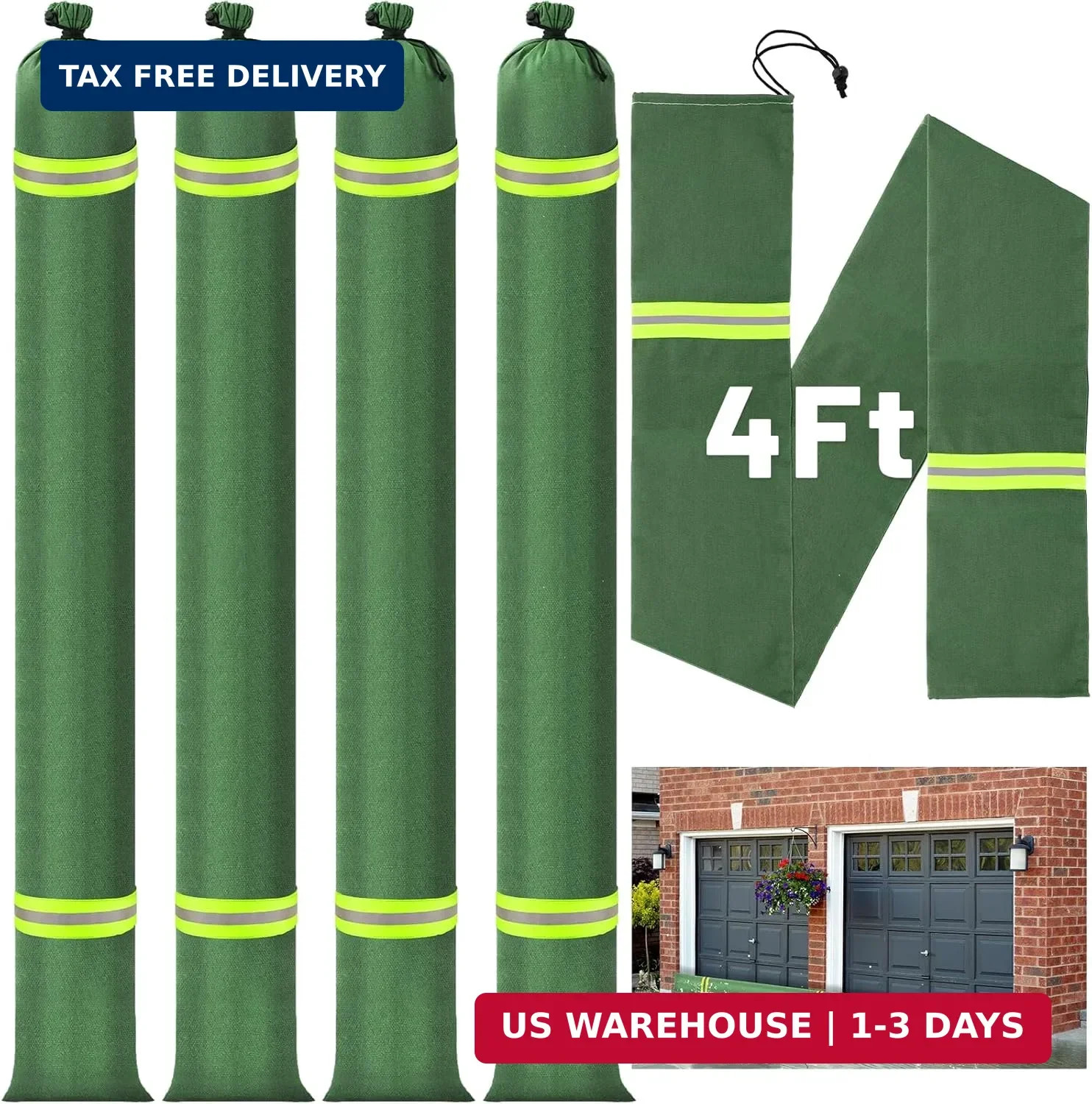 LANNEY Long Sand Bags for Flooding, 4 Pack 4 ft x 8 in Thickened Canvas Reusable