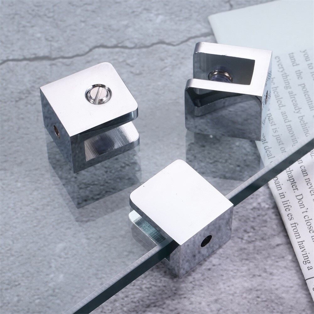 4Pcs Glass Clamps Chrome Solid Brass 24x22x18.5mm F Indoor Outdoor Glass Shelves