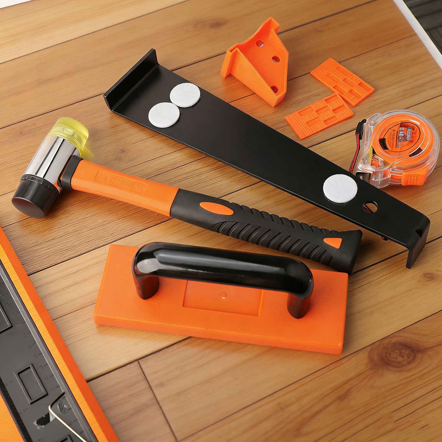 65Pcs Flooring Installation Tools Kit with Tapping Block,Pull Bar&Contour Gauges