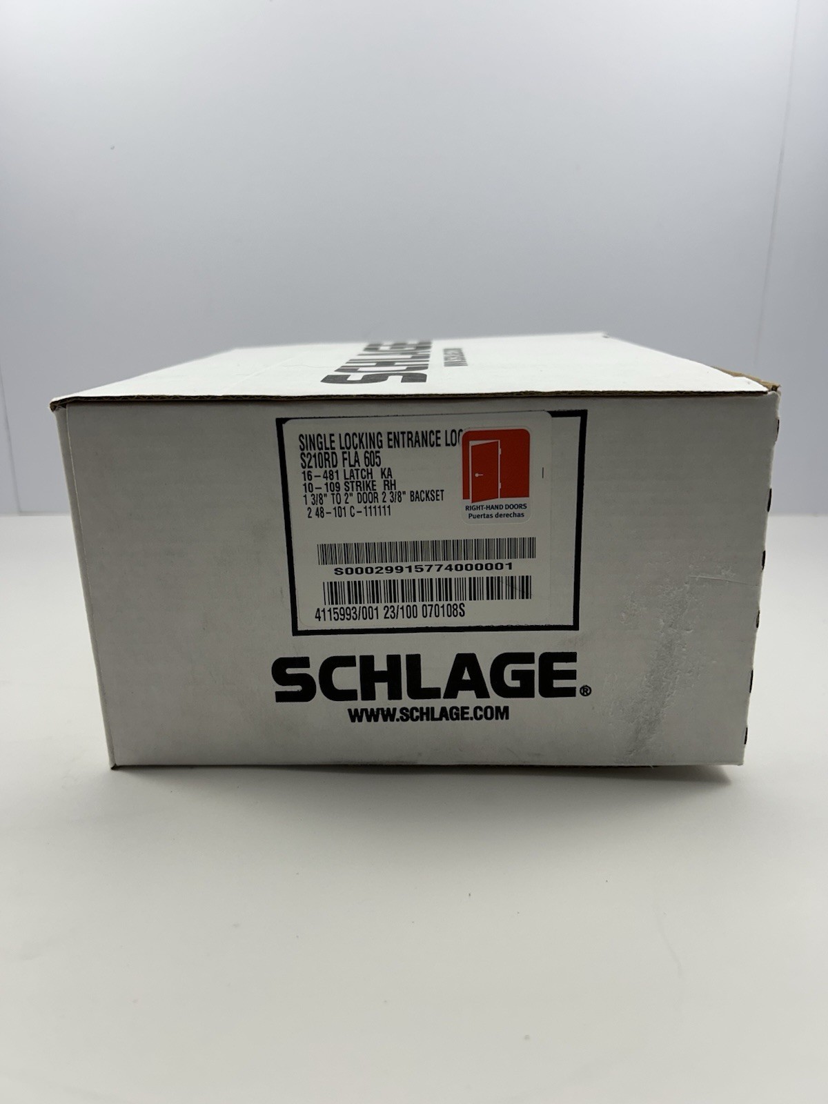 SCHLAGE SINGLE LOCKING ENTRANCE LOCK S210RD FLA 605 RH LOCKSMITH – NEW