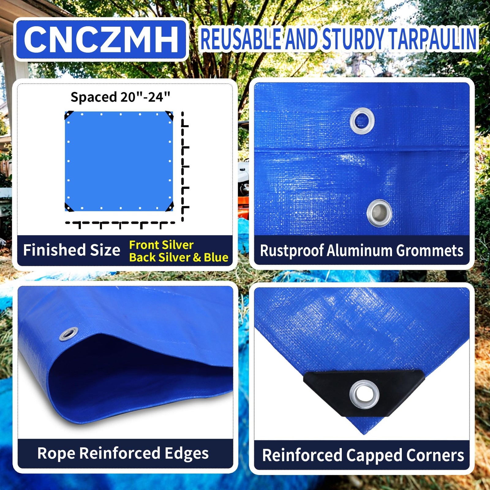 Tarp Heavy Duty Waterproof 12×20 Feet, 10 Mil Thick Blue Poly Tarps Outdoor, …