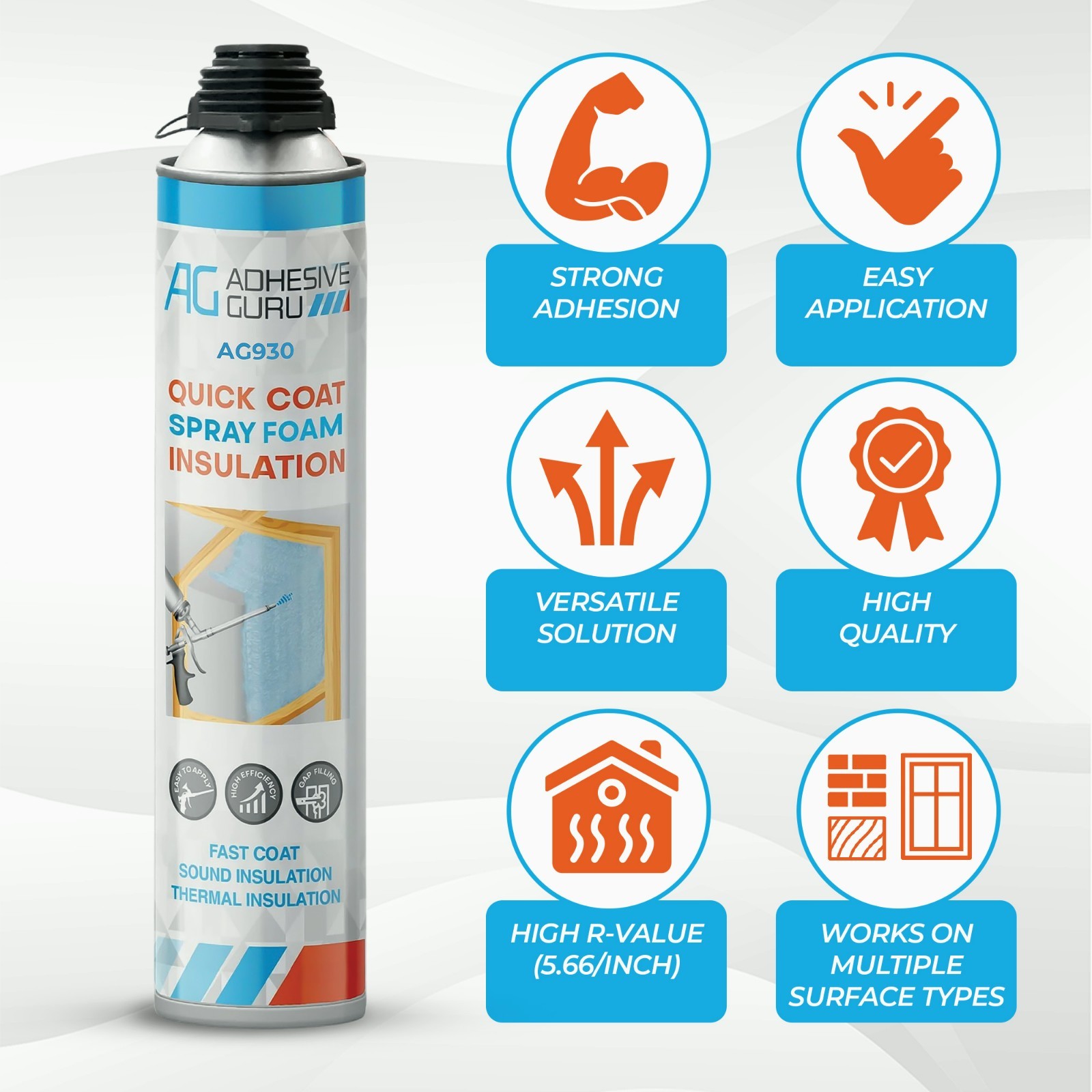 AG Spray Foam Insulation Kit (12 x 32.80 oz/930 gr 240 Bd Ft) Close Cell Self E