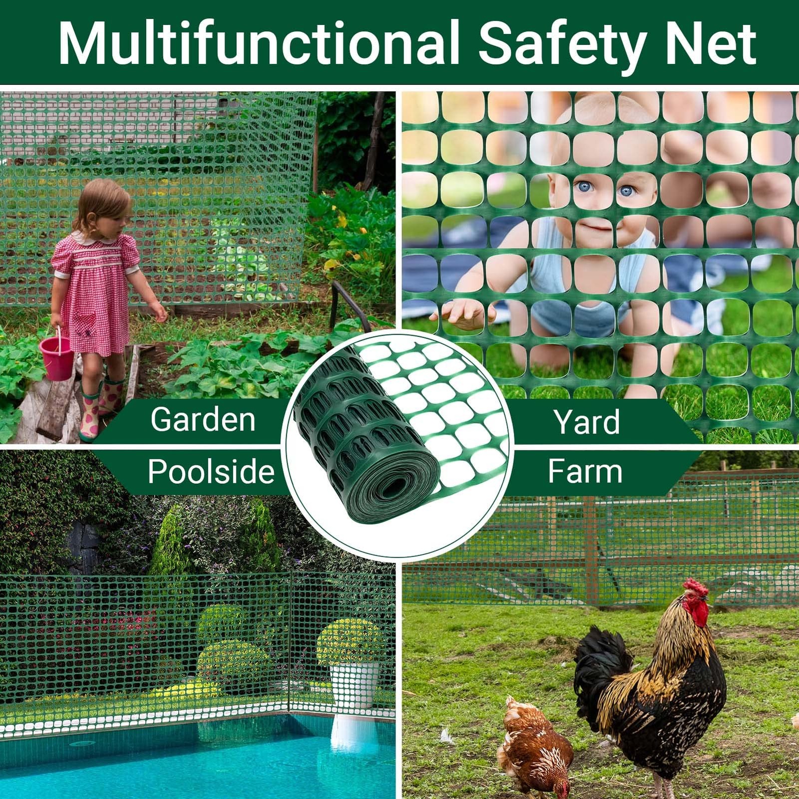 DOEWORKS Safety Fence, 4 x 100 FT Green Plastic Mesh Fence Roll Barrier